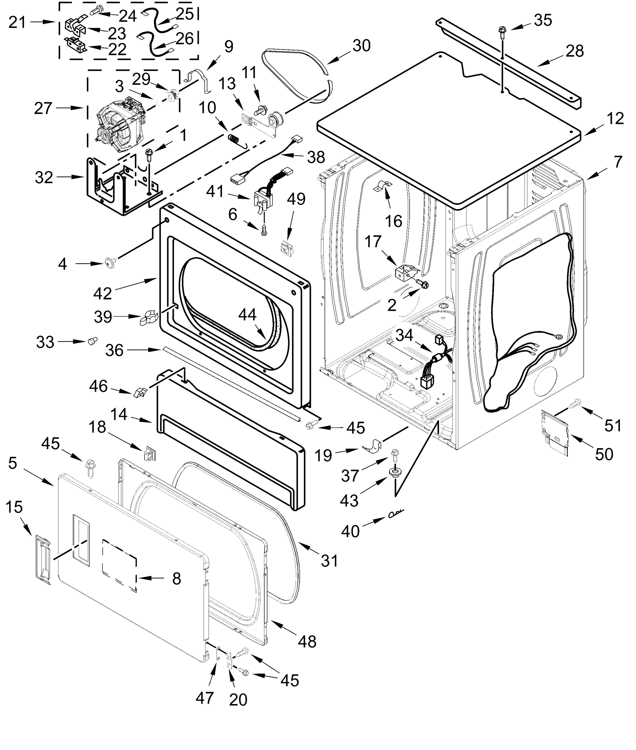 UPPER CABINET AND FRONT PANEL PARTS