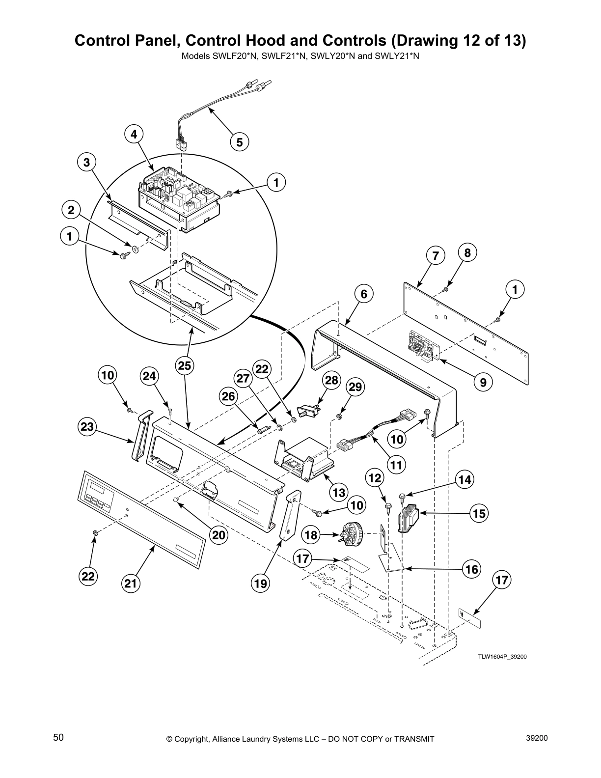 Control Panel, Control Hood and Controls (Drawing 12 of 13)