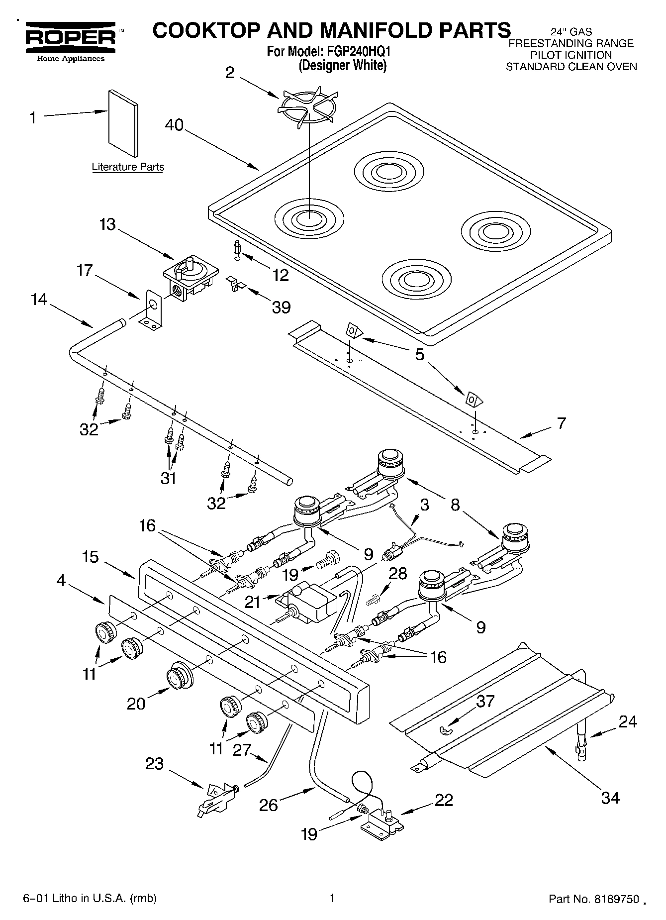 01 - COOKTOP AND MANIFOLD, LITERATURE