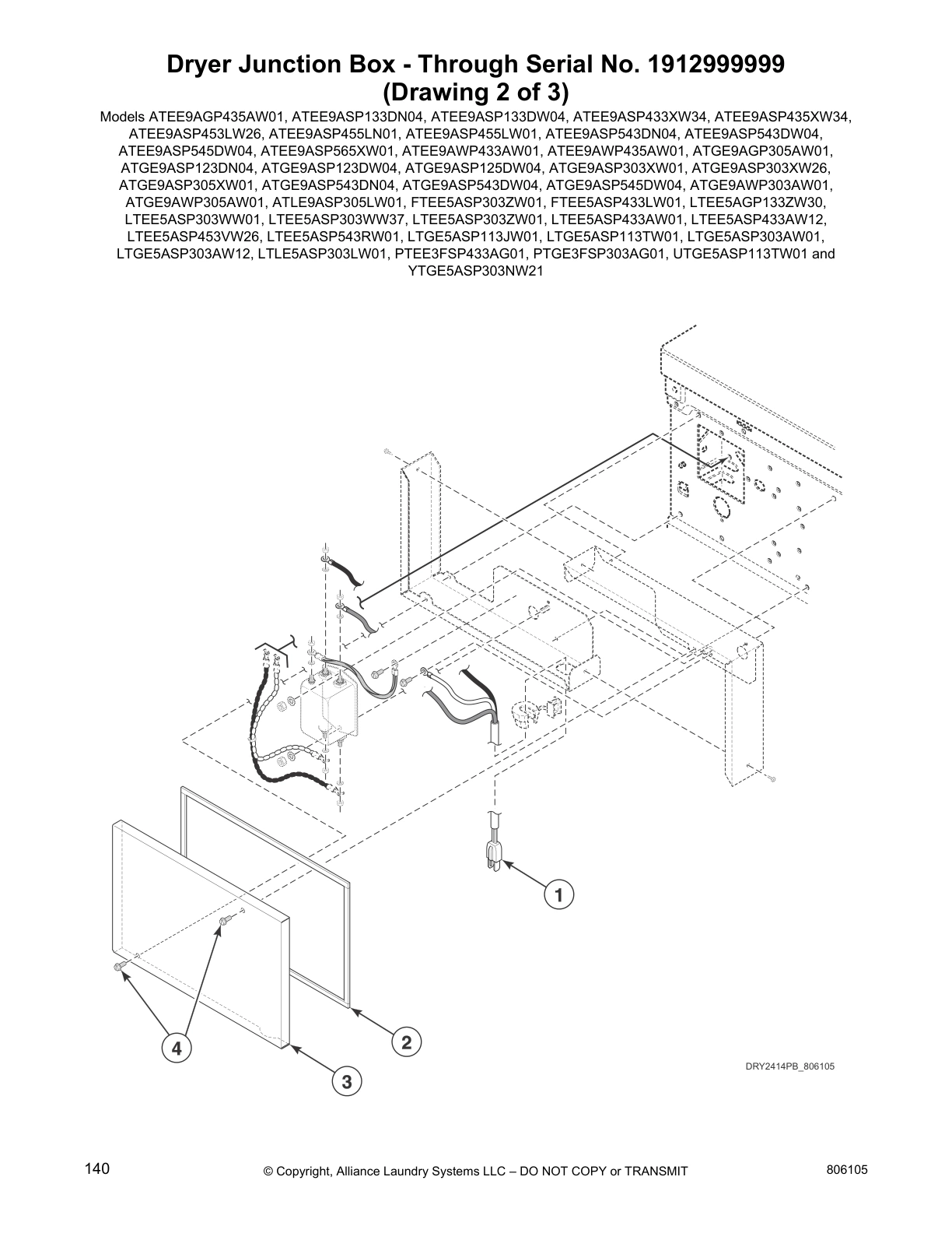 Dryer Junction Box - Through Serial No. 1912999999
(Drawing 2 of 3)