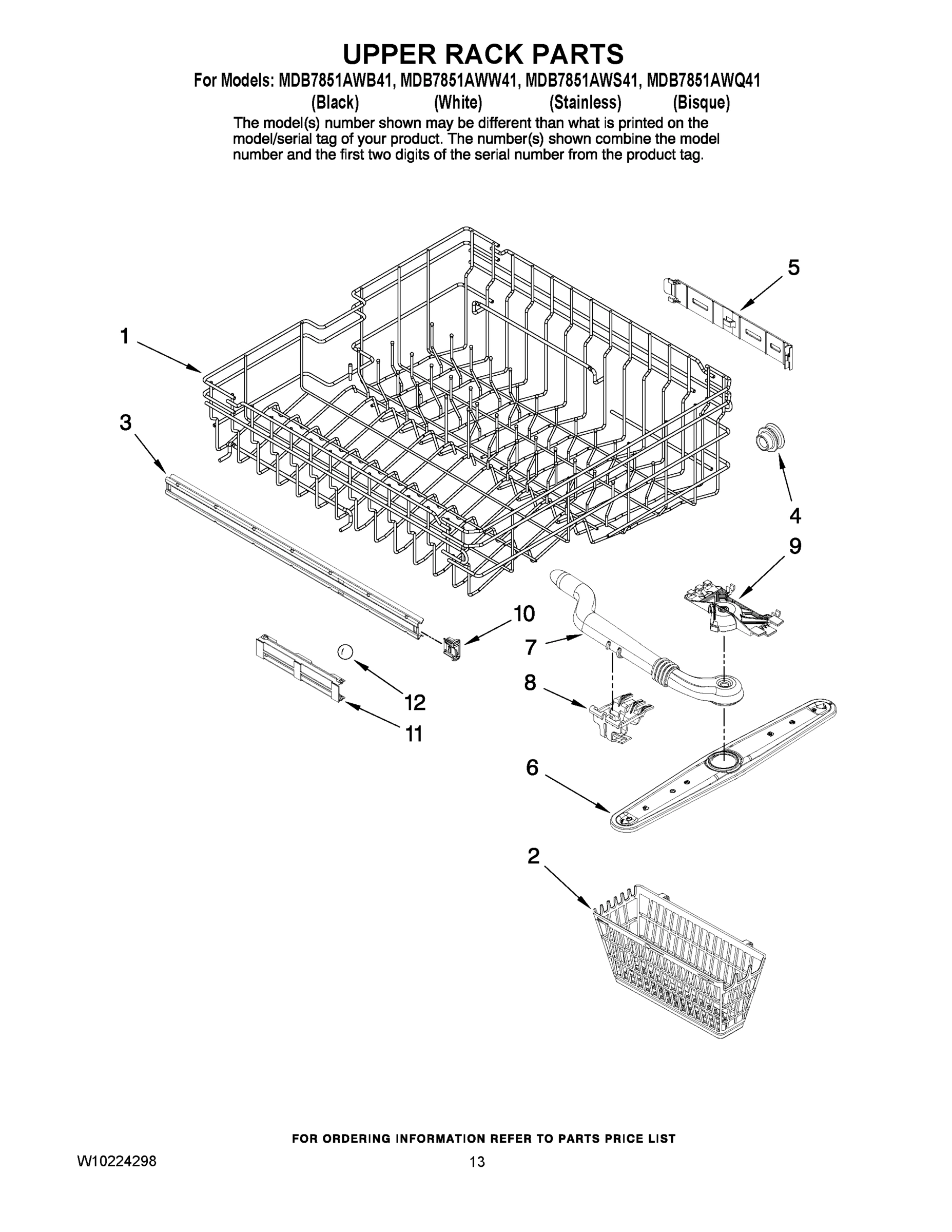 10 - UPPER RACK PARTS