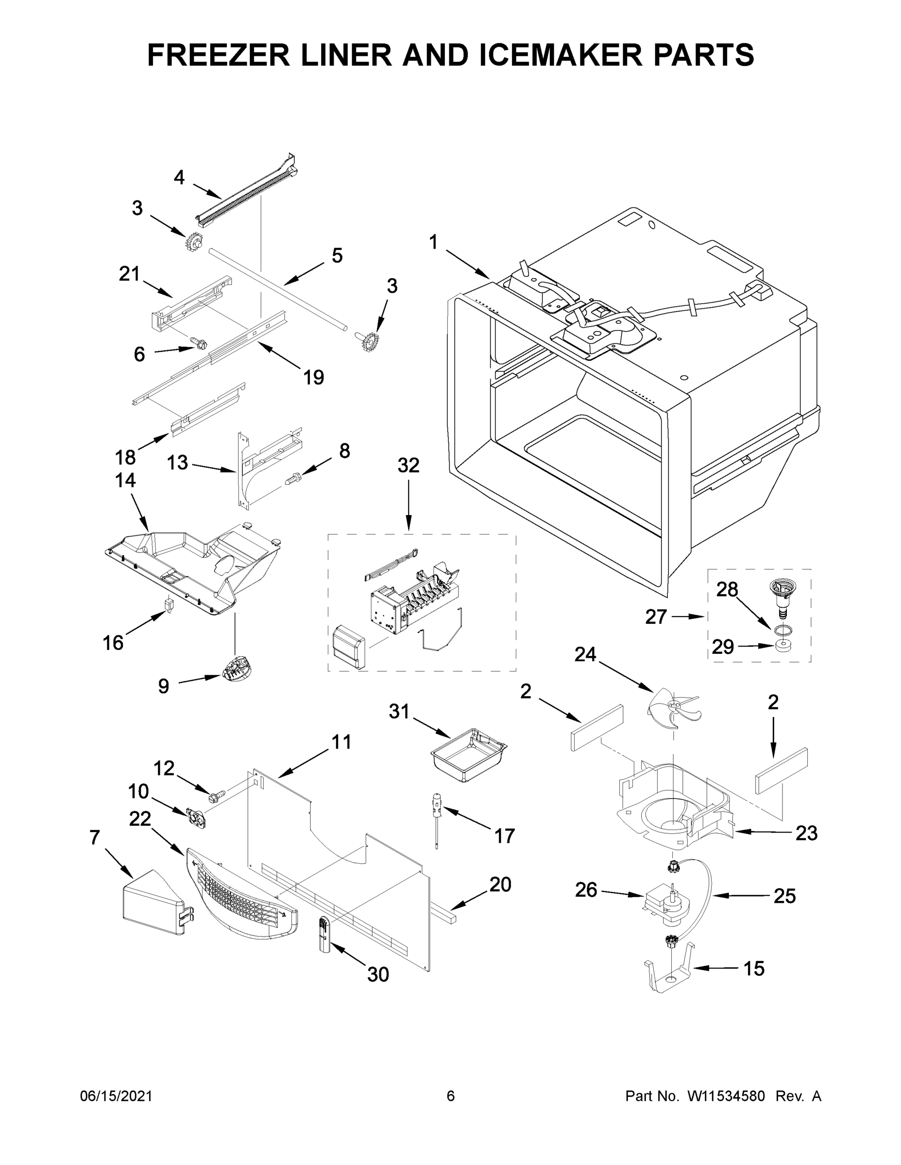 04 - FREEZER LINER AND ICEMAKER PARTS