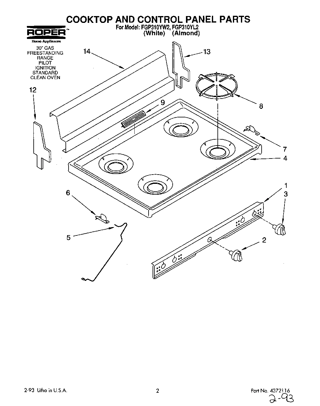 01 - COOKTOP AND CONTROL PANEL, LIT/OPTIONAL