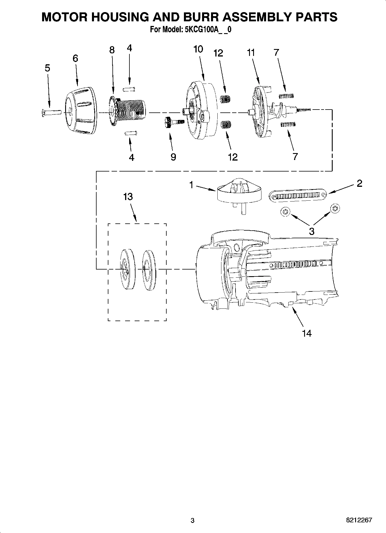 02 - MOTOR HOUSING AND BURR ASSEMBLY PARTS