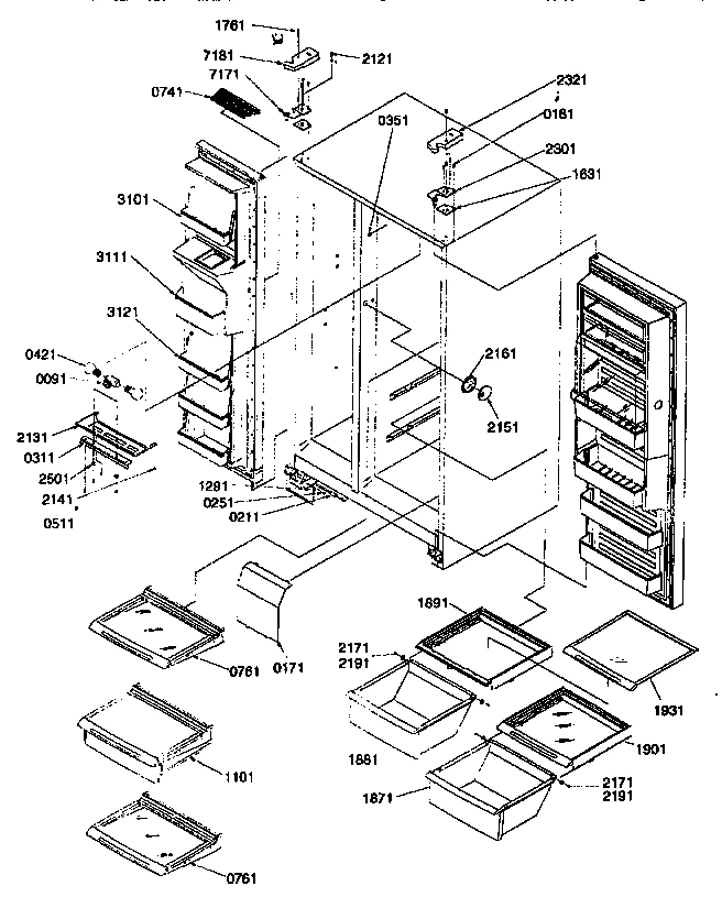 REF/FZR SHELVES/LIGHTS/HINGES