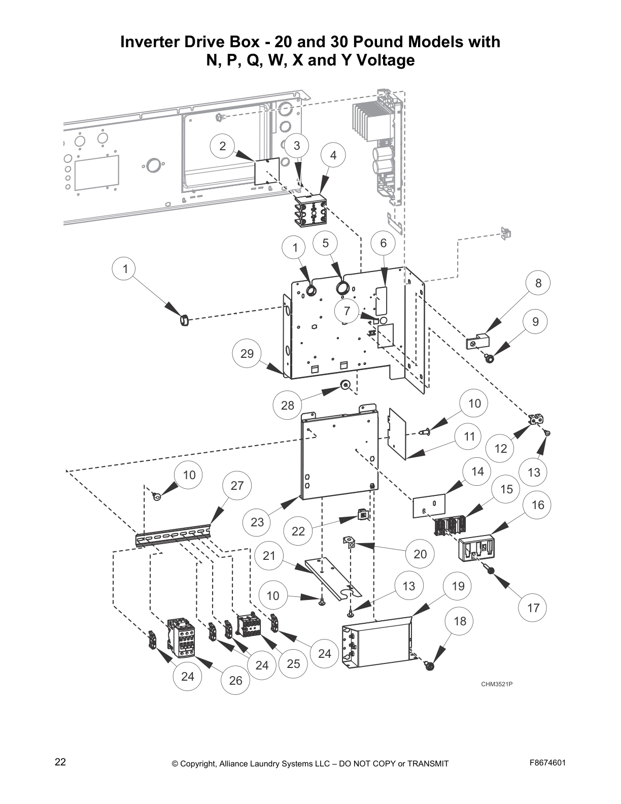 Inverter Drive Box - 20 and 30 Pound Models with 
N, P, Q, W, X and Y Voltage