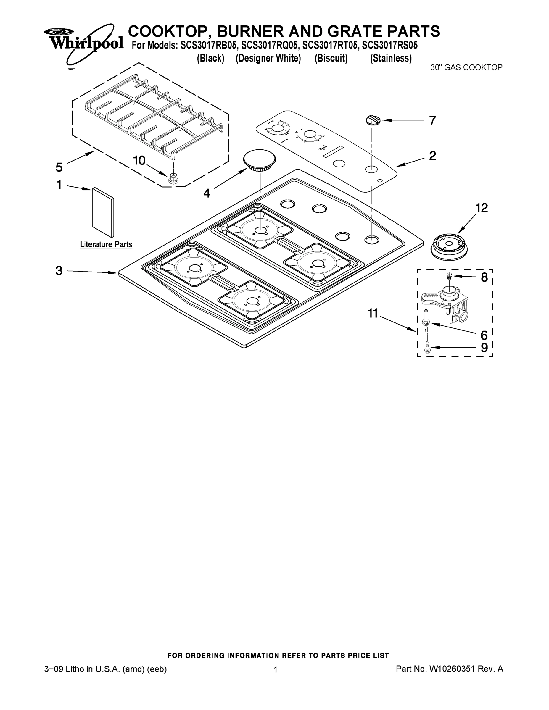 01 - COOKTOP, BURNER AND GRATE PARTS