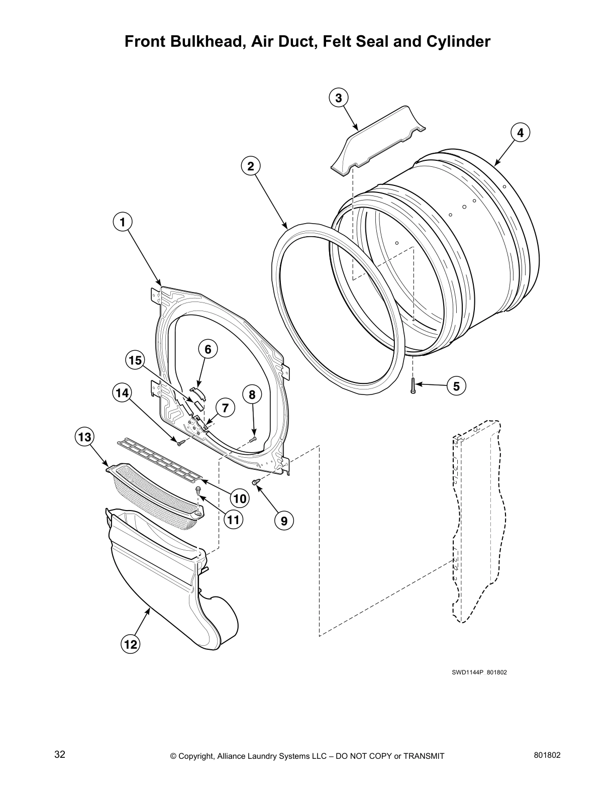 Front Bulkhead, Air Duct, Felt Seal and Cylinder