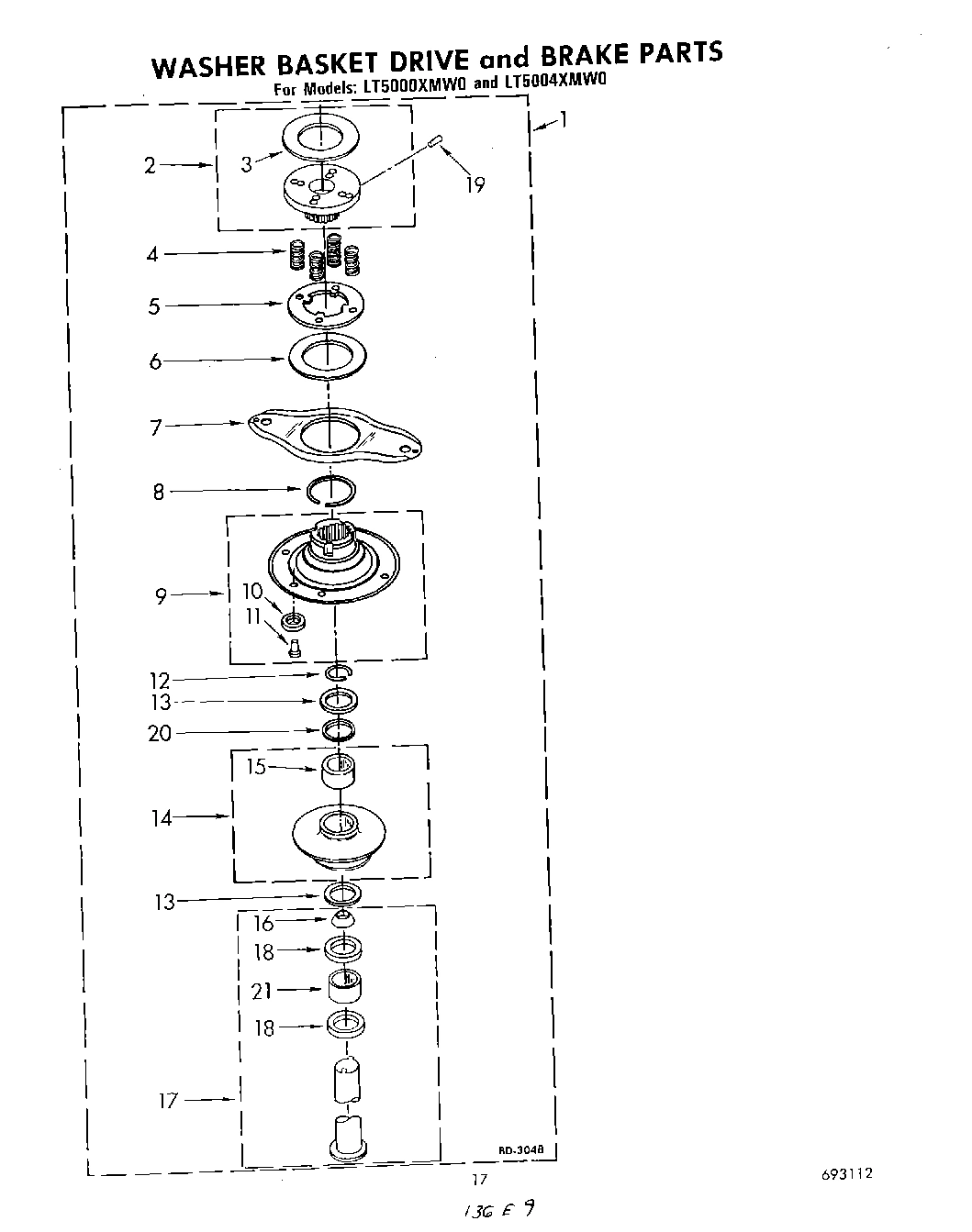 14 - WASHER BASKET DRIVE AND BRAKE