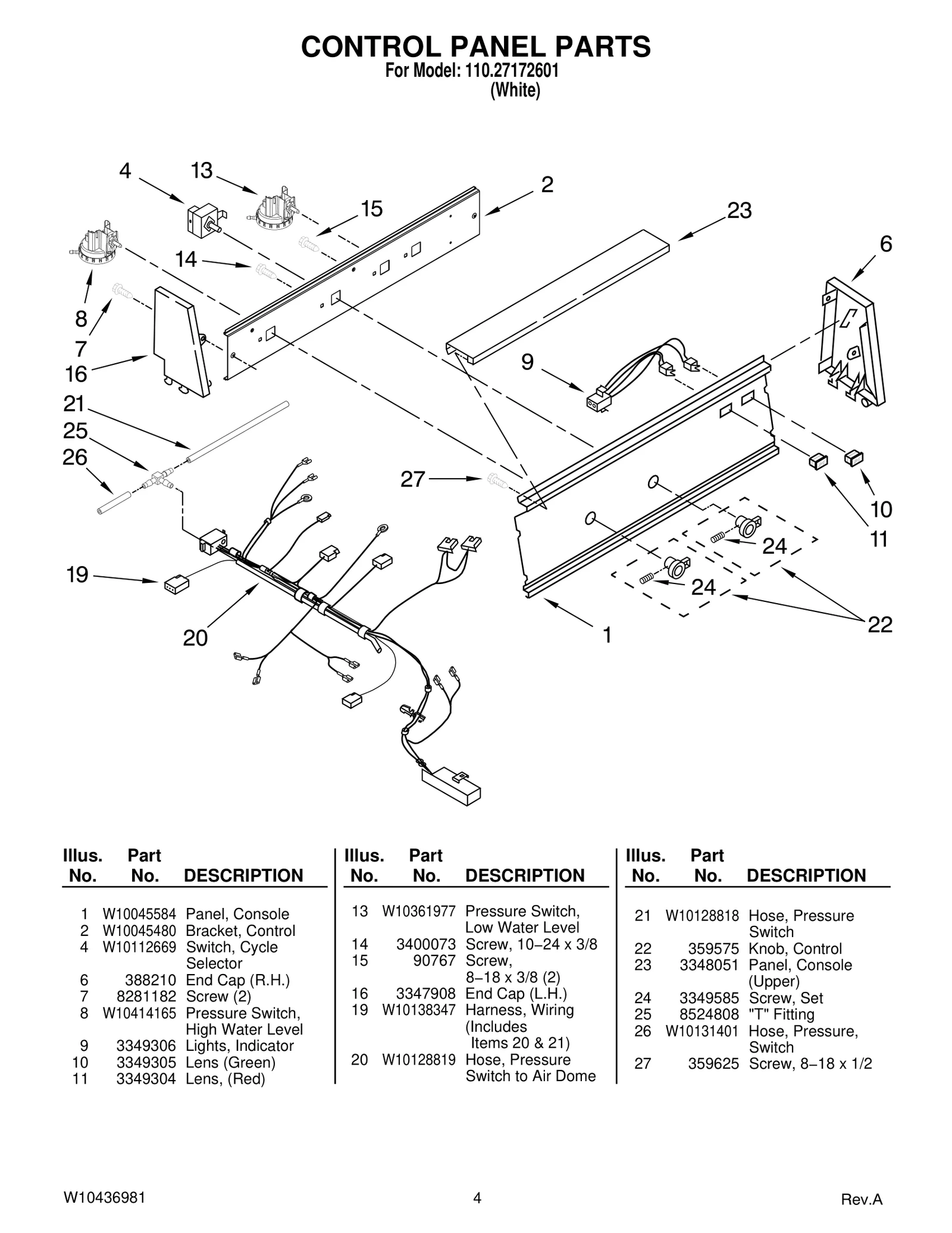 CONTROL PANEL PARTS