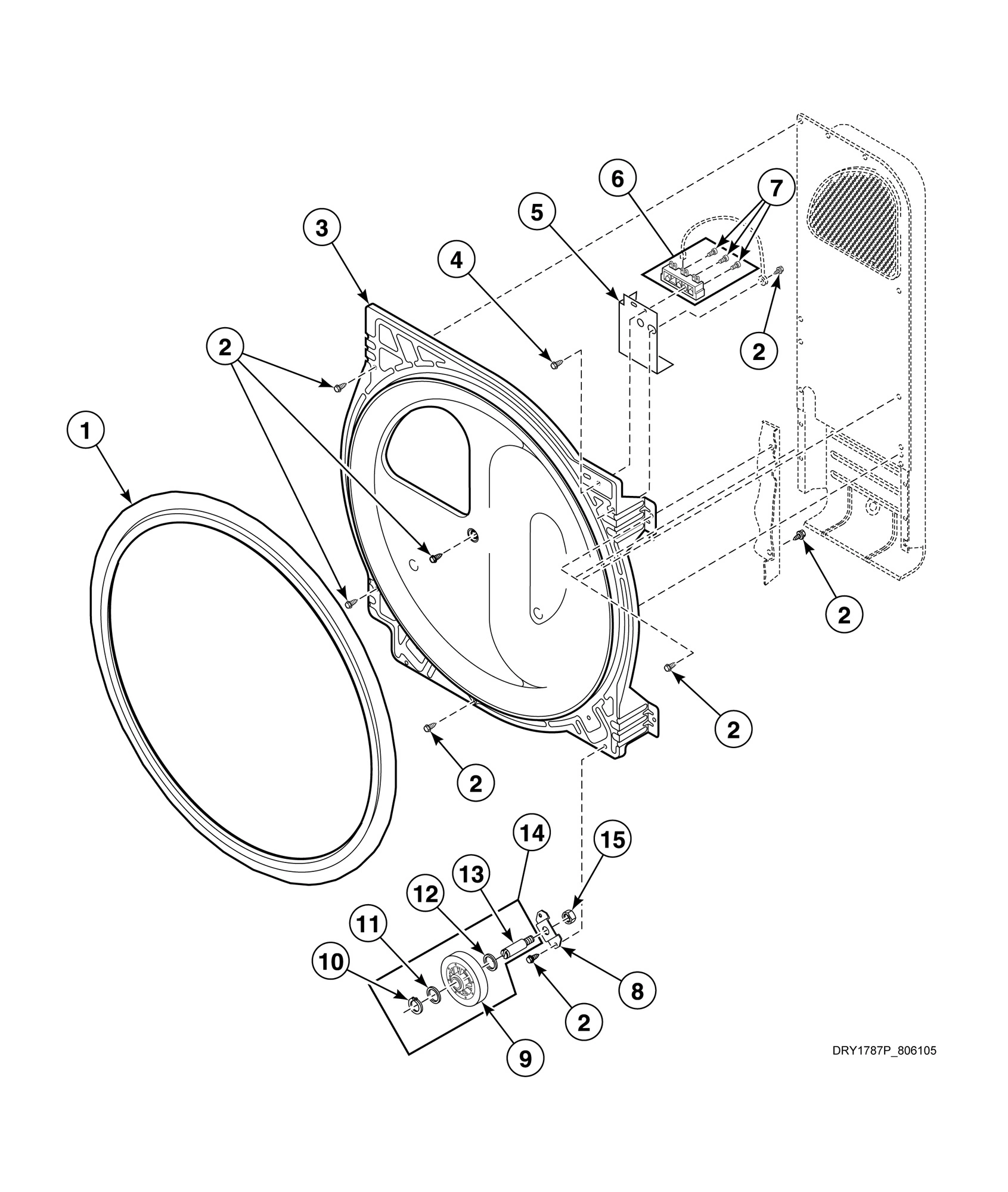 Rear Bulkhead, Felt Seal, Cylinder Roller and Terminal Block