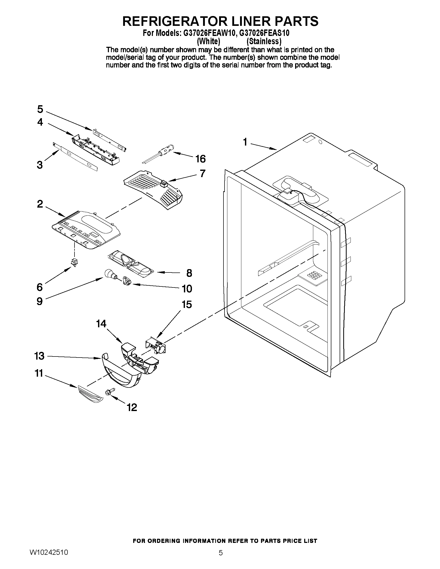03 - REFRIGERATOR LINER PARTS
