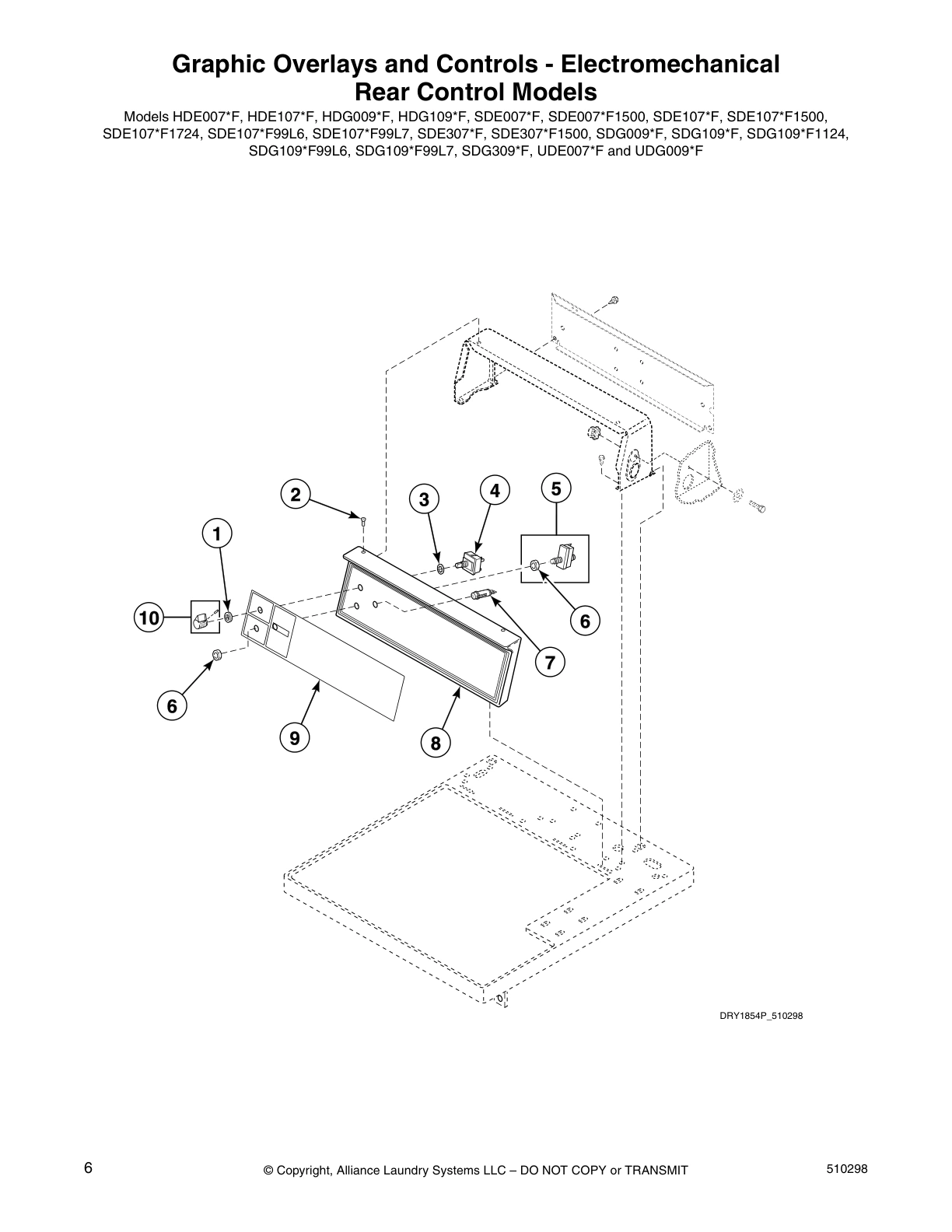 Graphic Overlays and Controls - Electromechanical 
Rear Control Models