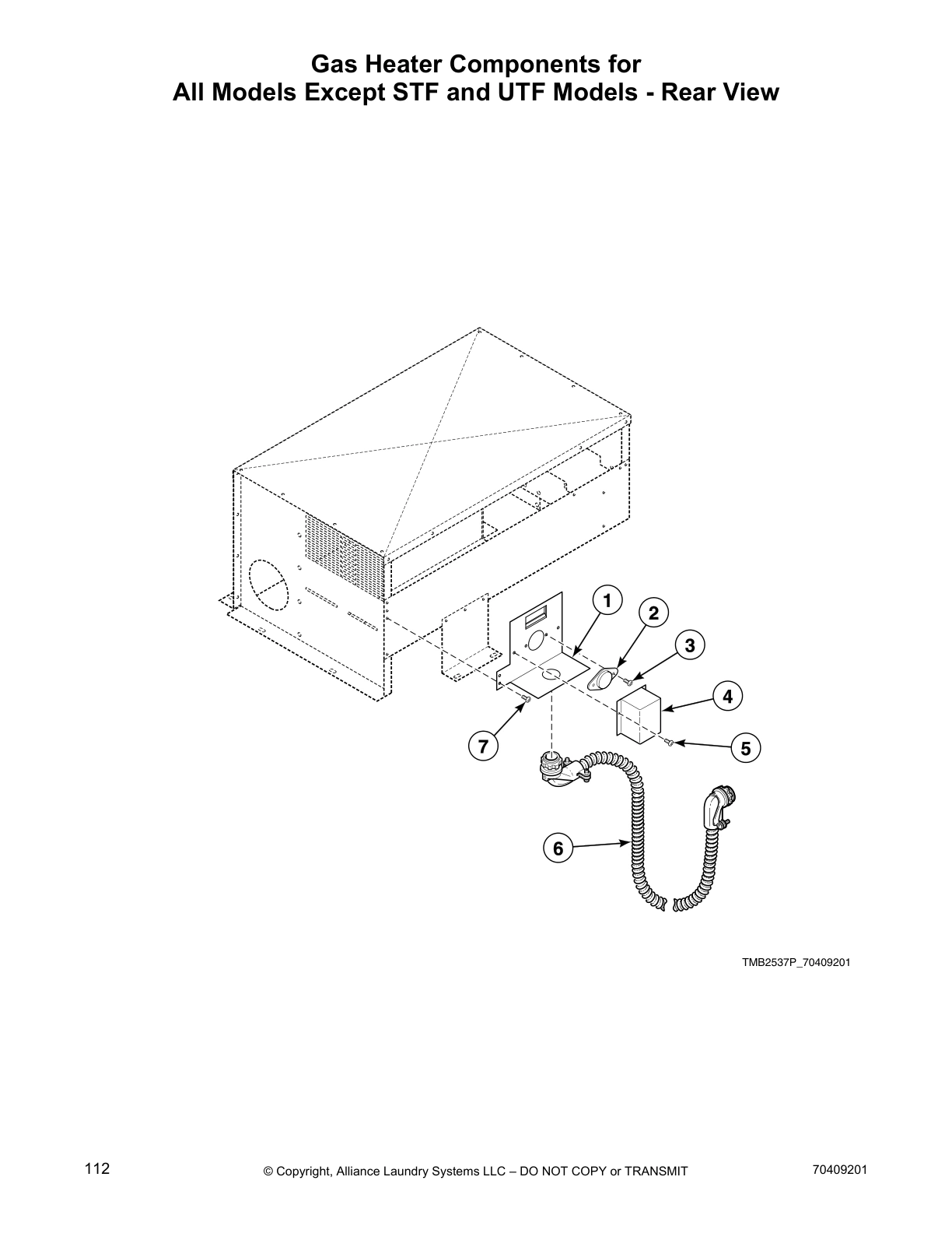 Gas Heater Components for 
All Models Except STF and UTF Models - Rear View