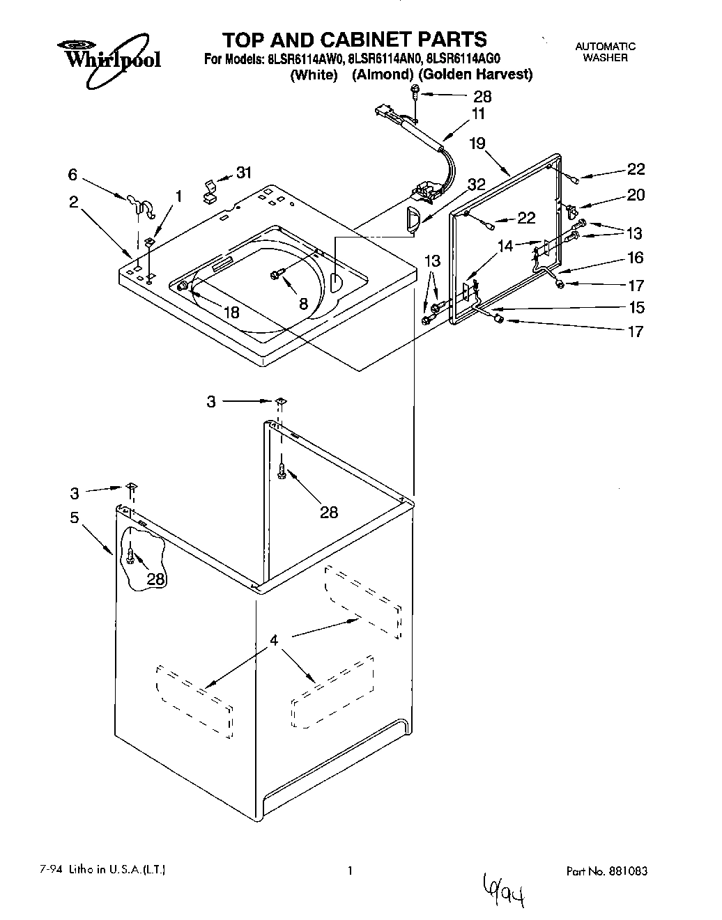 01 - TOP AND CABINET, LIT/OPTIONAL