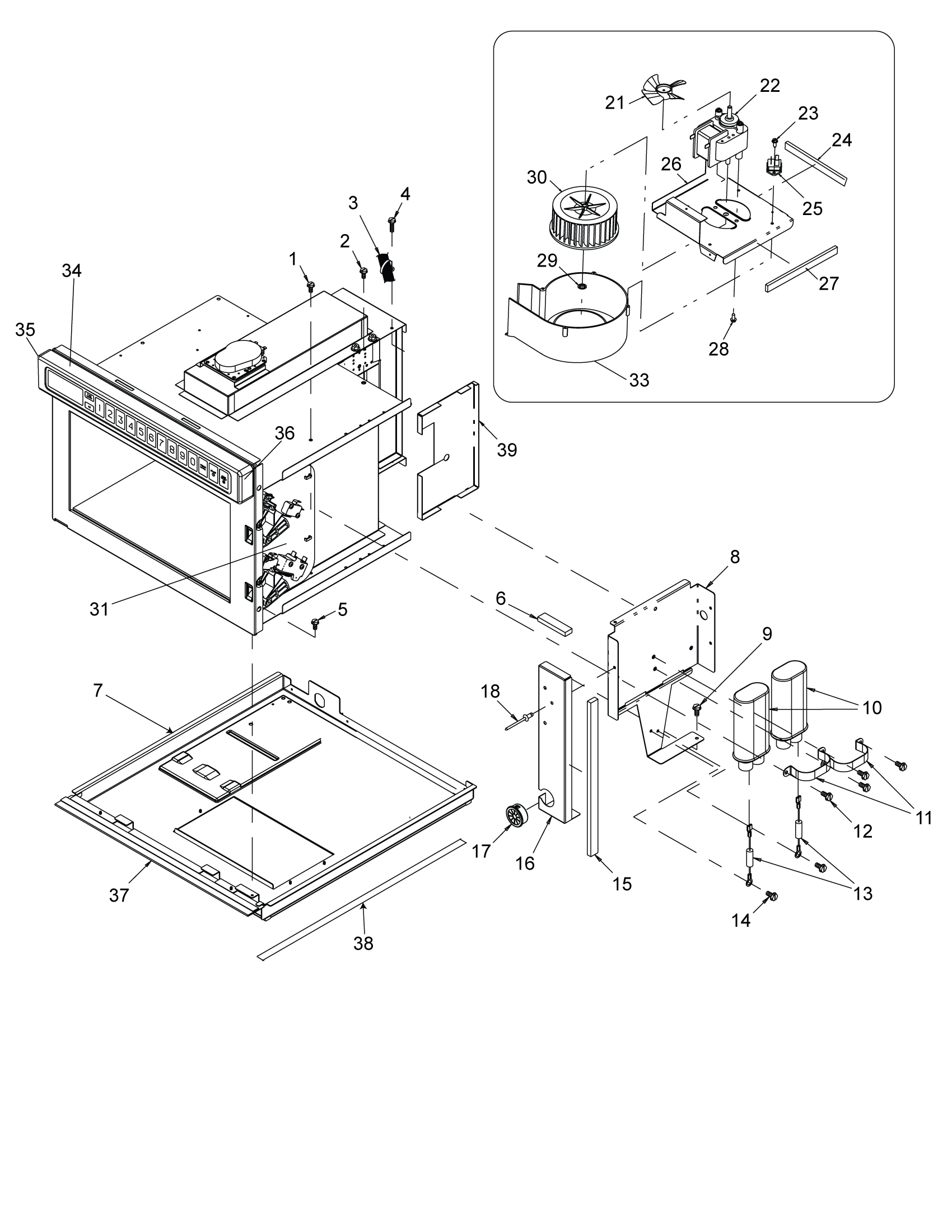 BLOWER, CAPACITOR, DIODE, INTERLOCK
