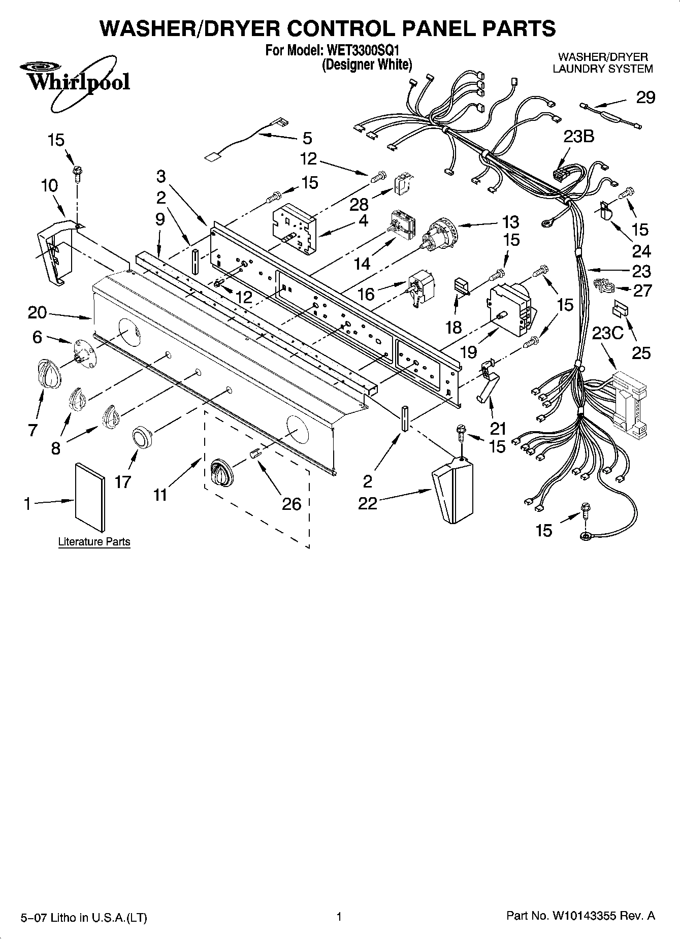 01 - WASHER/DRYER CONTROL PANEL PARTS
