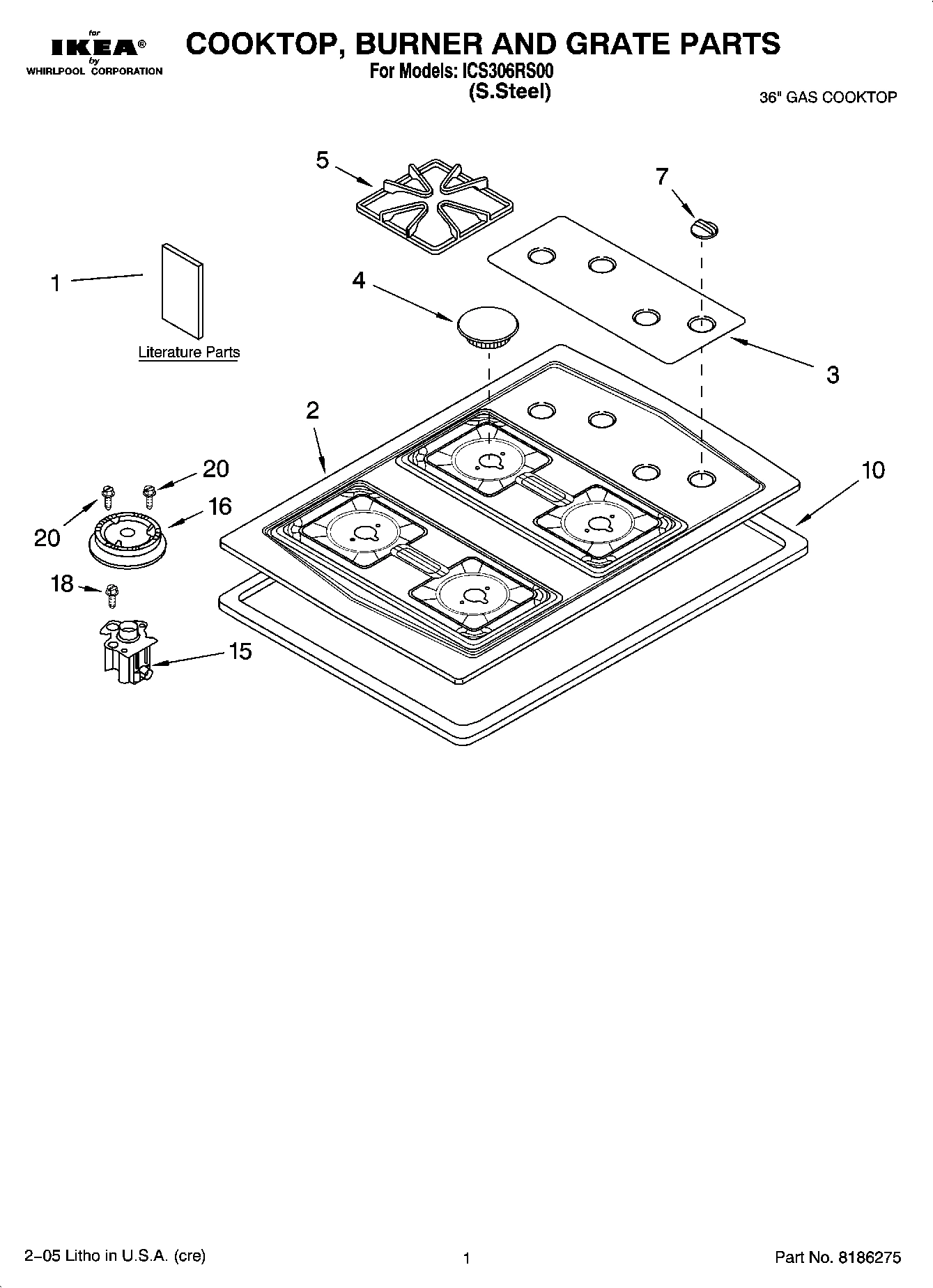 01 - COOKTOP, BURNER AND GRATE PARTS