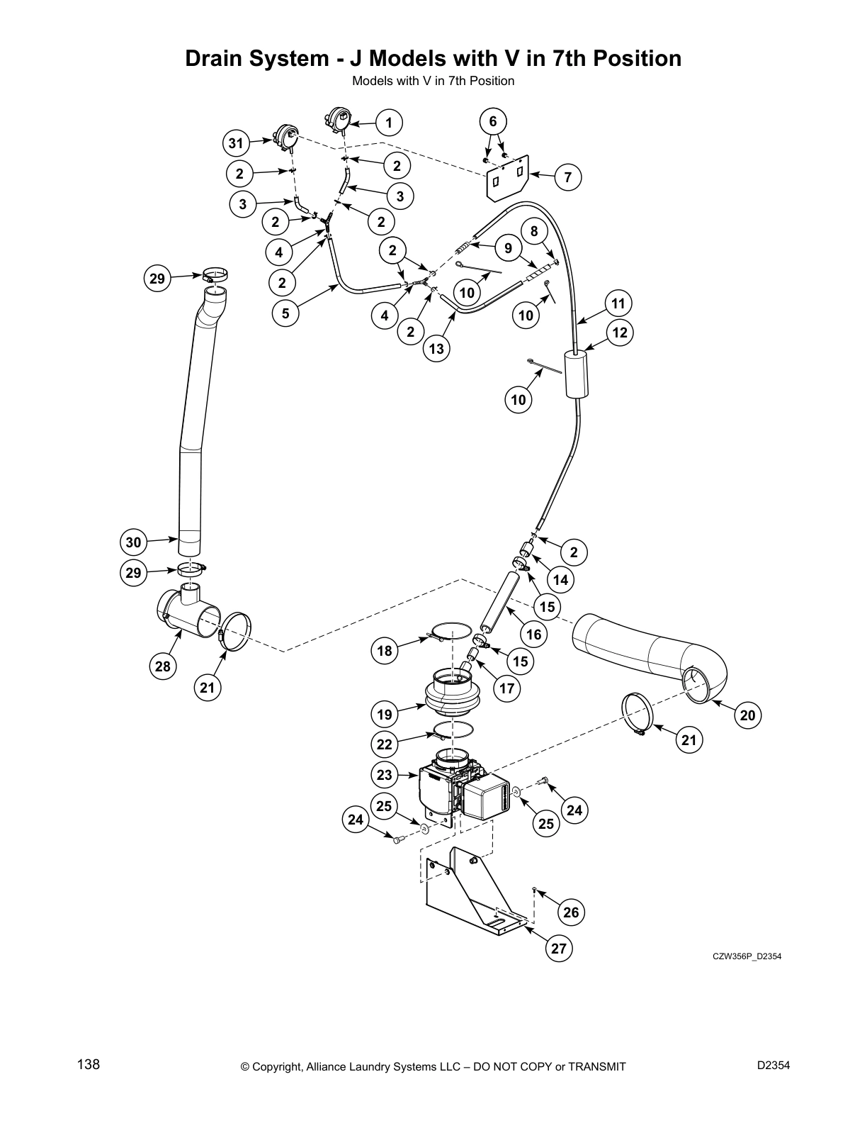 Drain System - J Models with V in 7th Position