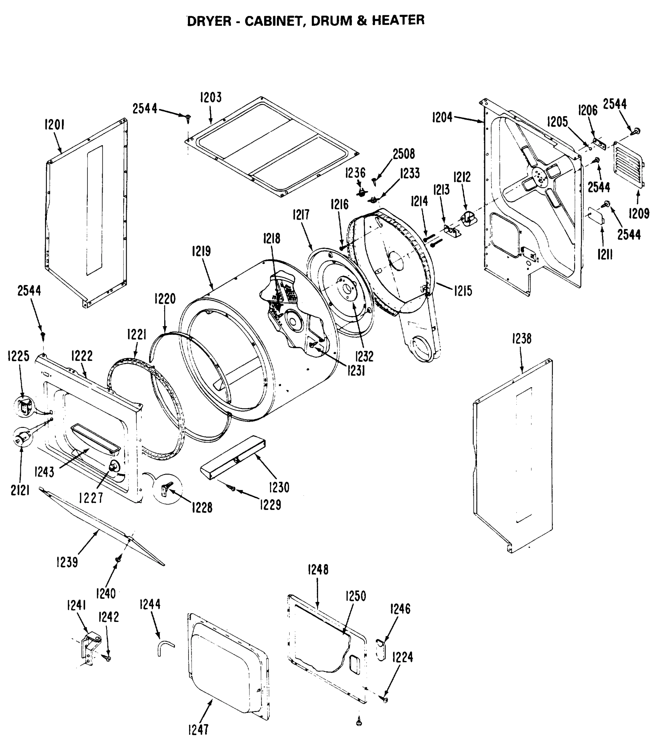 DRYER - CABINET, DRUM & HEATER
