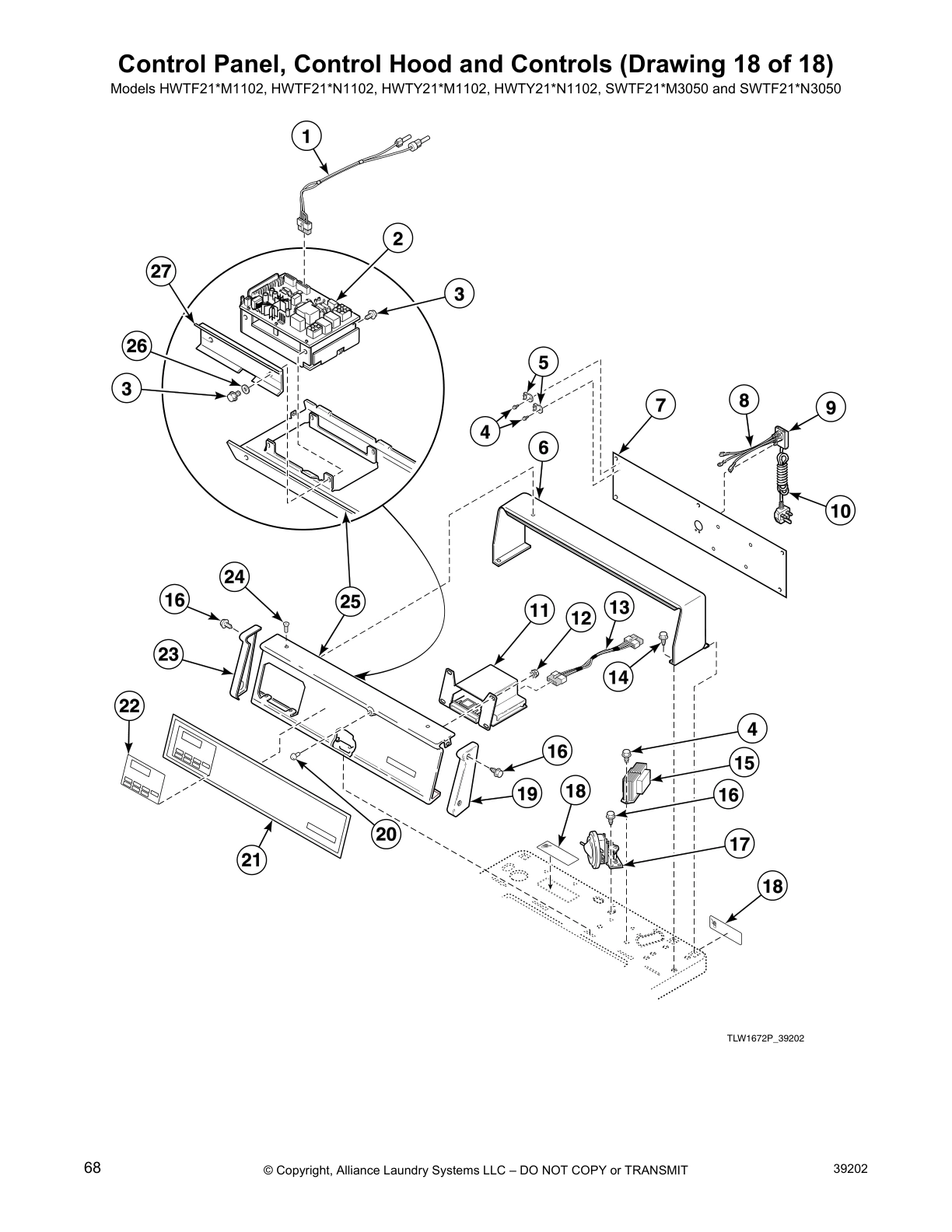 Control Panel, Control Hood and Controls (Drawing 18 of 18)