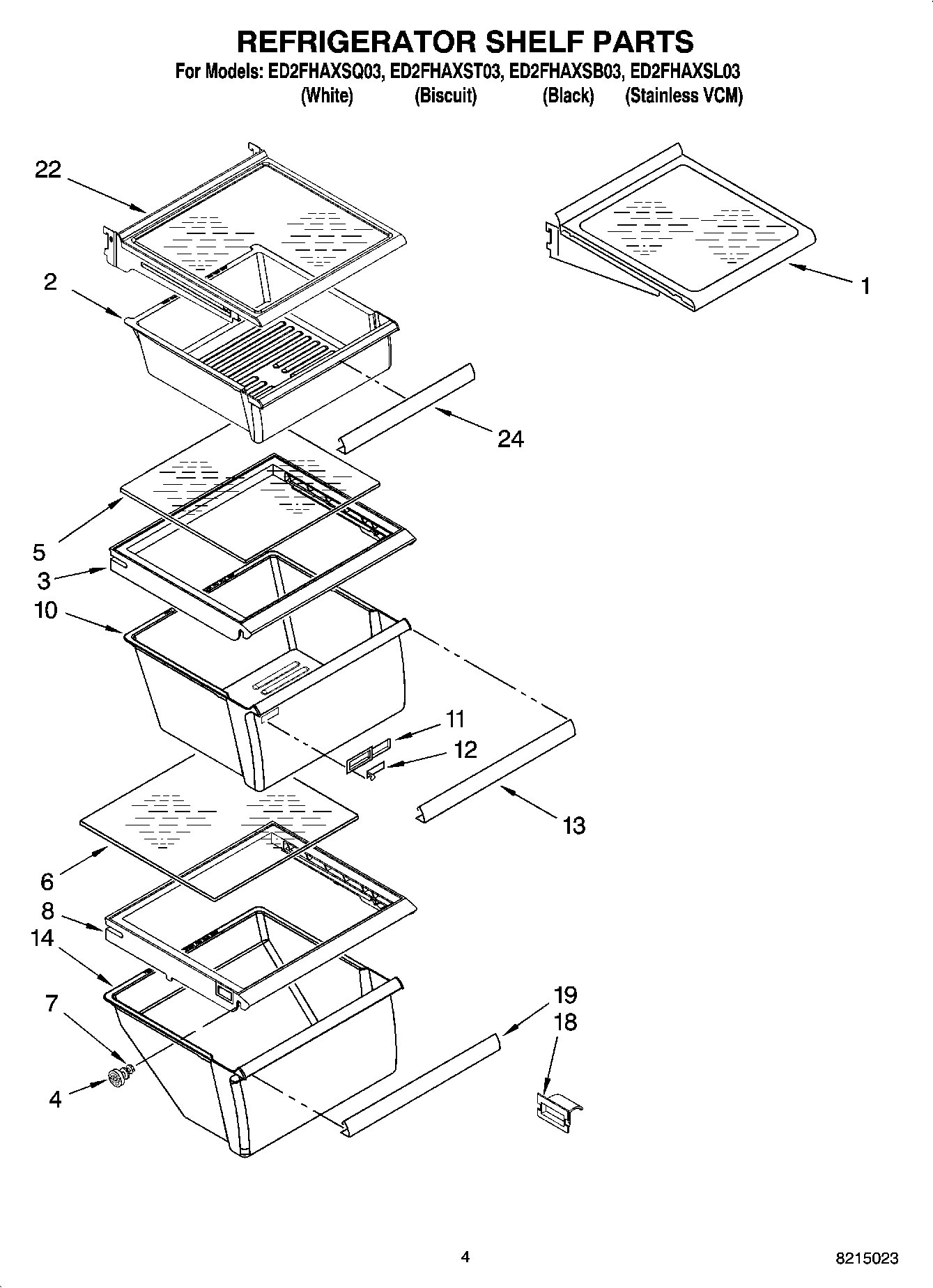 03 - REFRIGERATOR SHELF PARTS