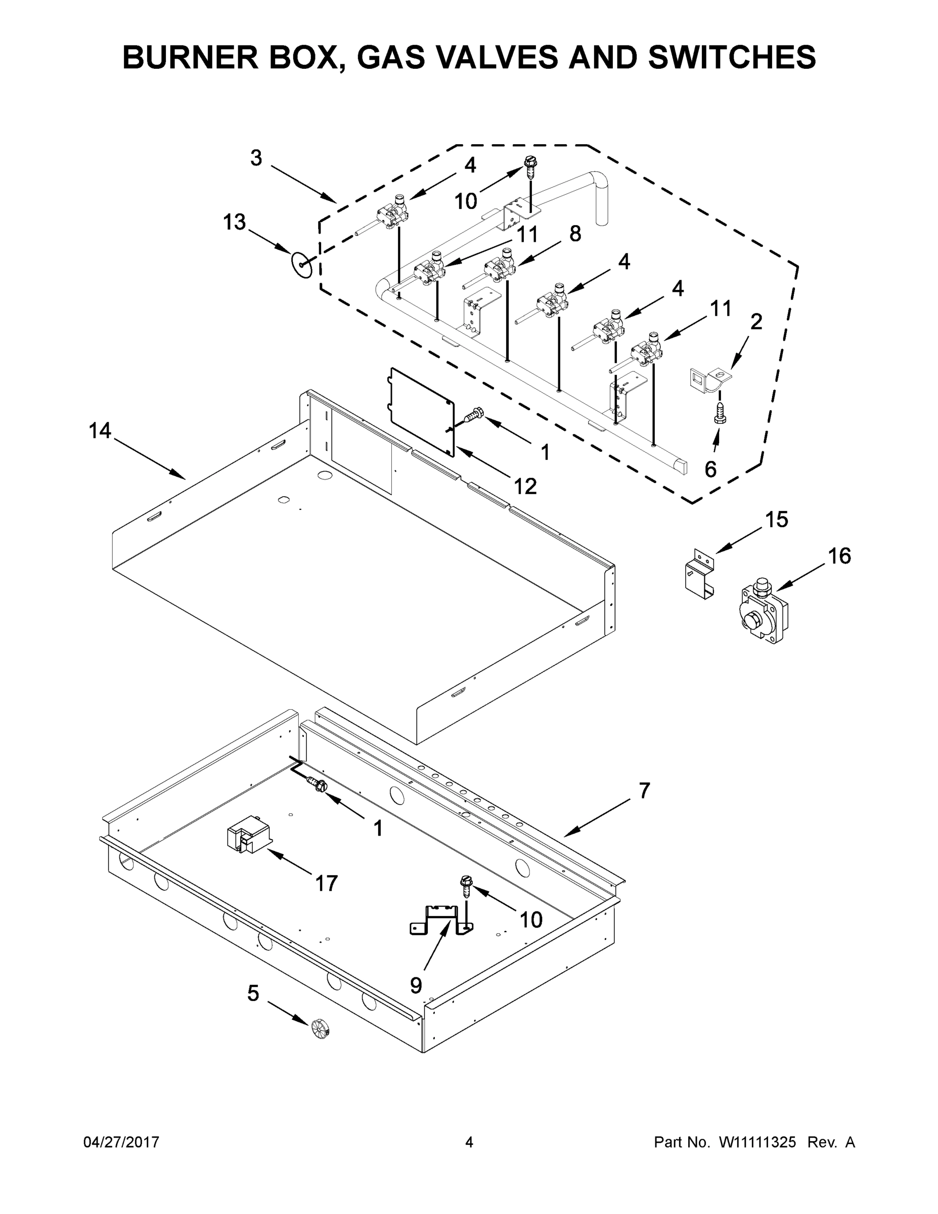 03 - BURNER BOX, GAS VALVES AND SWITCHES
