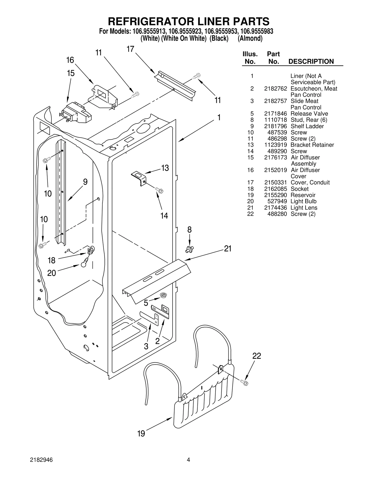 REFRIGERATOR LINER PARTS