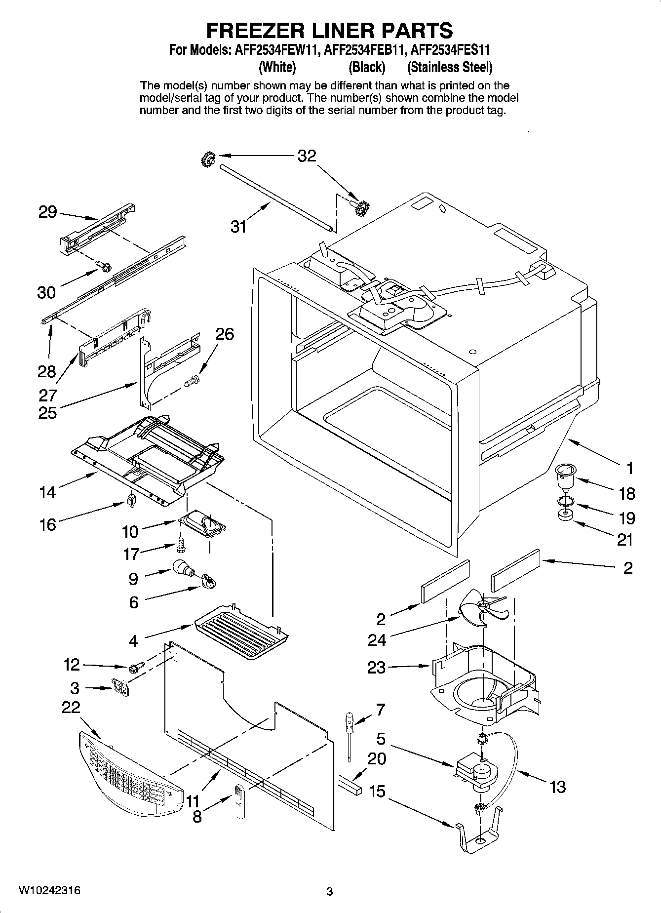 02 - FREEZER LINER PARTS