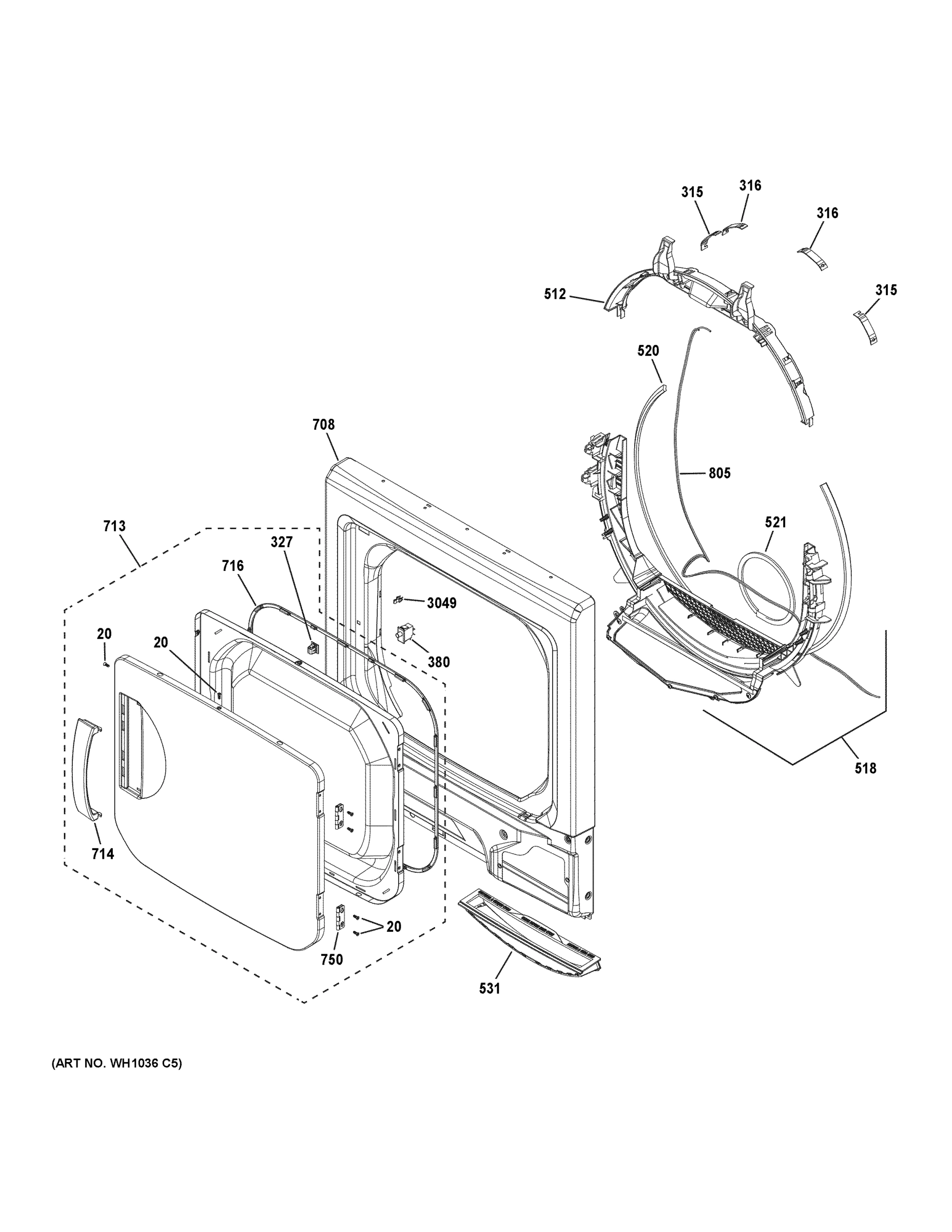 DRYER FRONT PANEL & DOOR