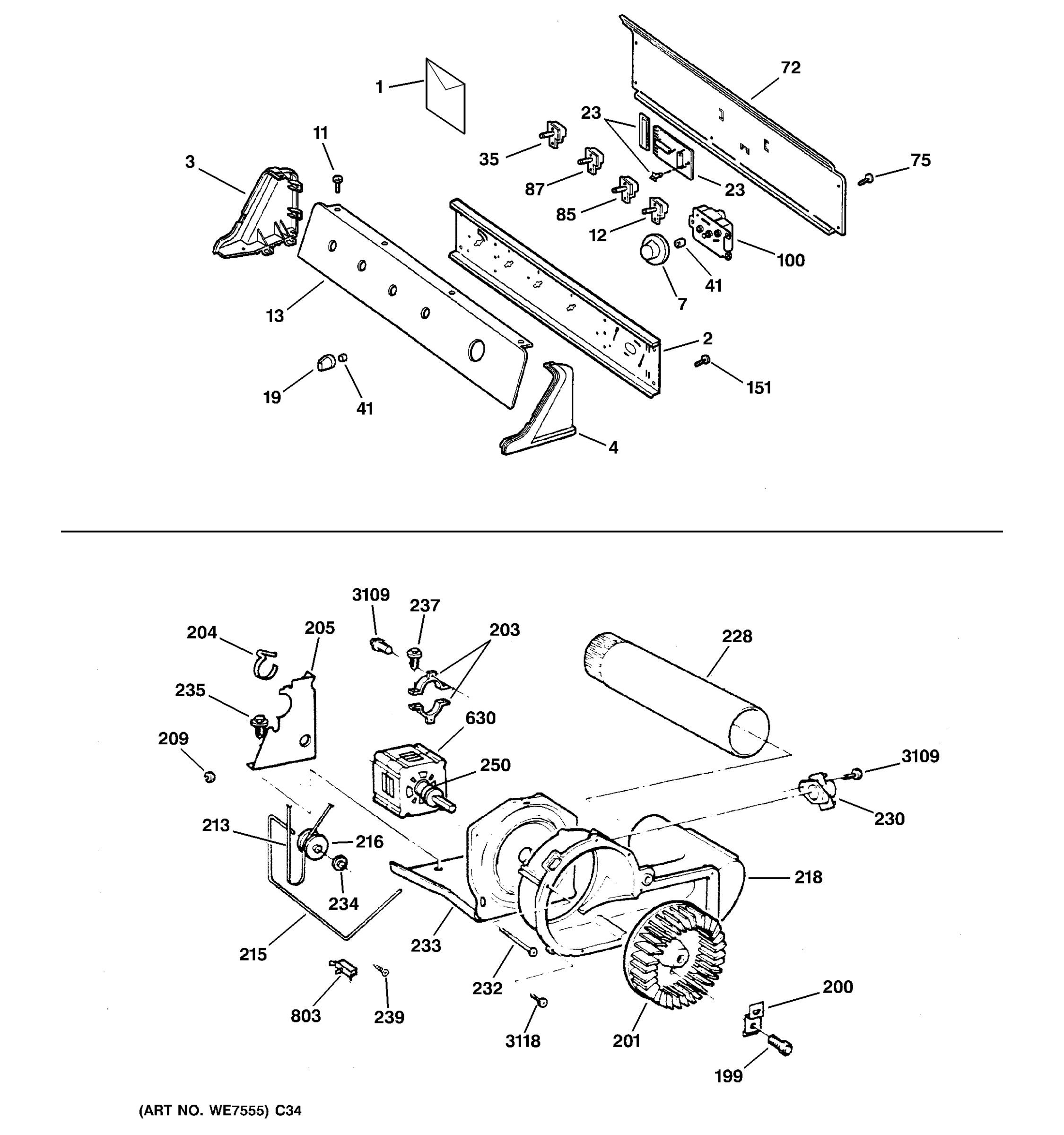BACKSPLASH, BLOWER & MOTOR ASSEMBLY