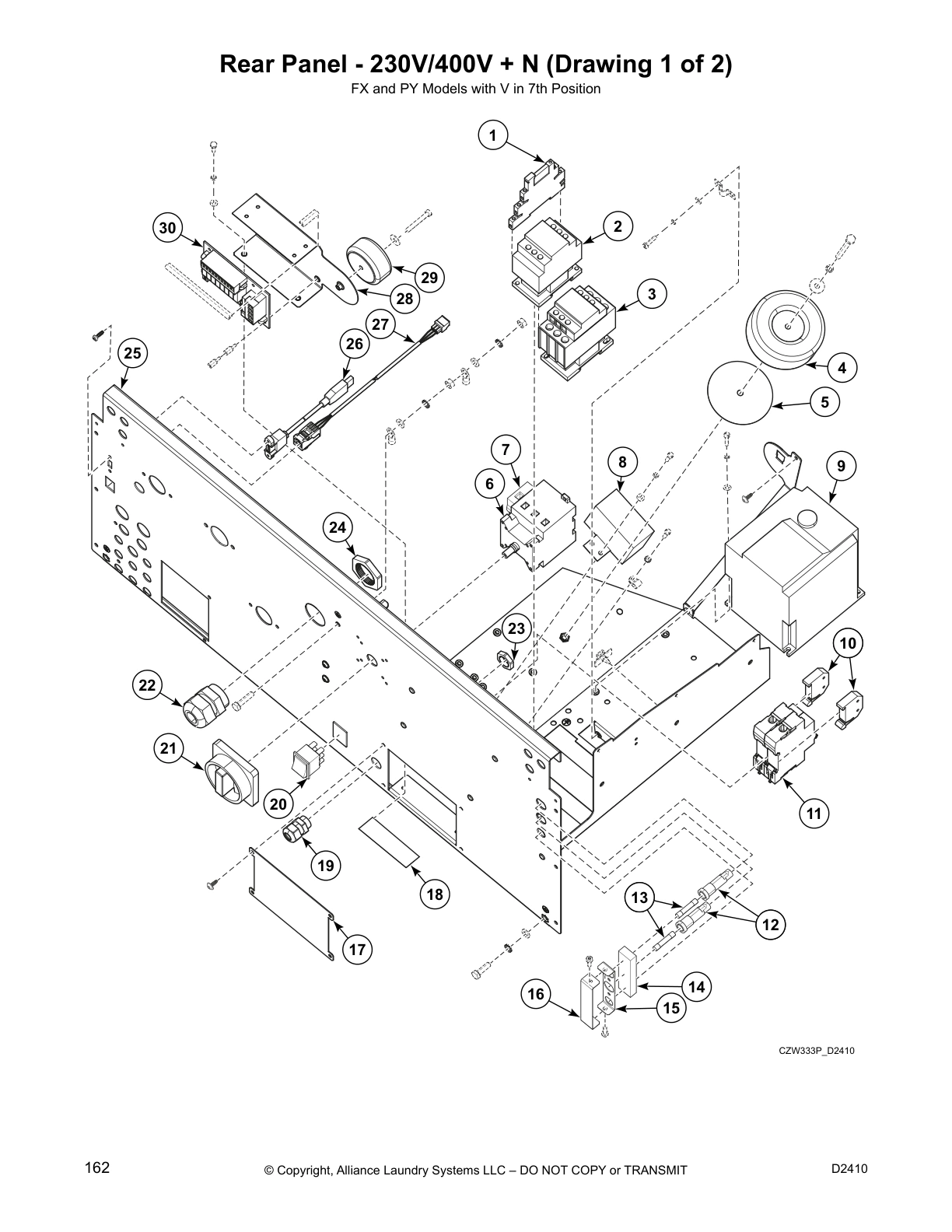 Rear Panel - 230V/400V + N (Drawing 1 of 2)