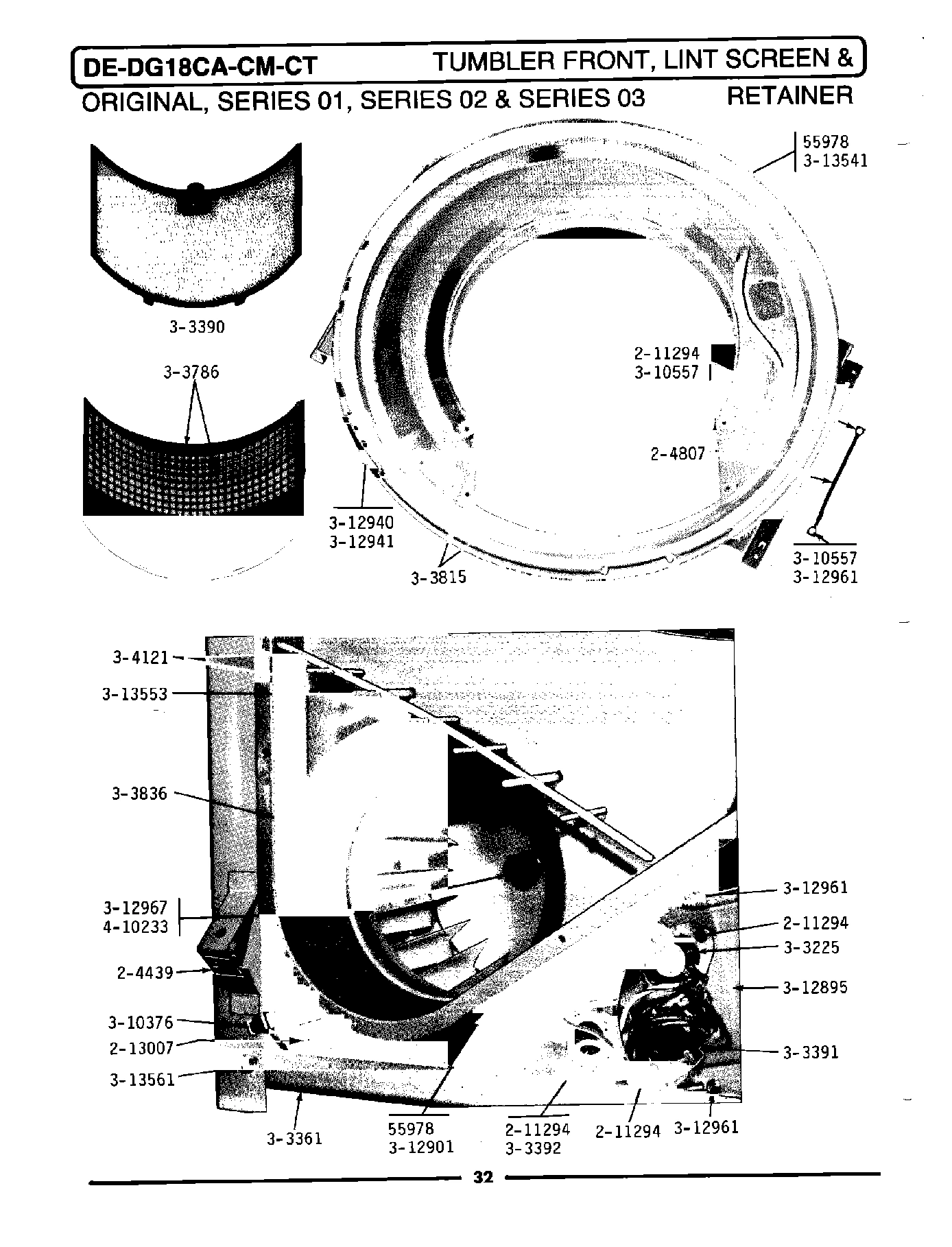 11 - TUMBLER FRONT, LINT SCREEN & RETAINER