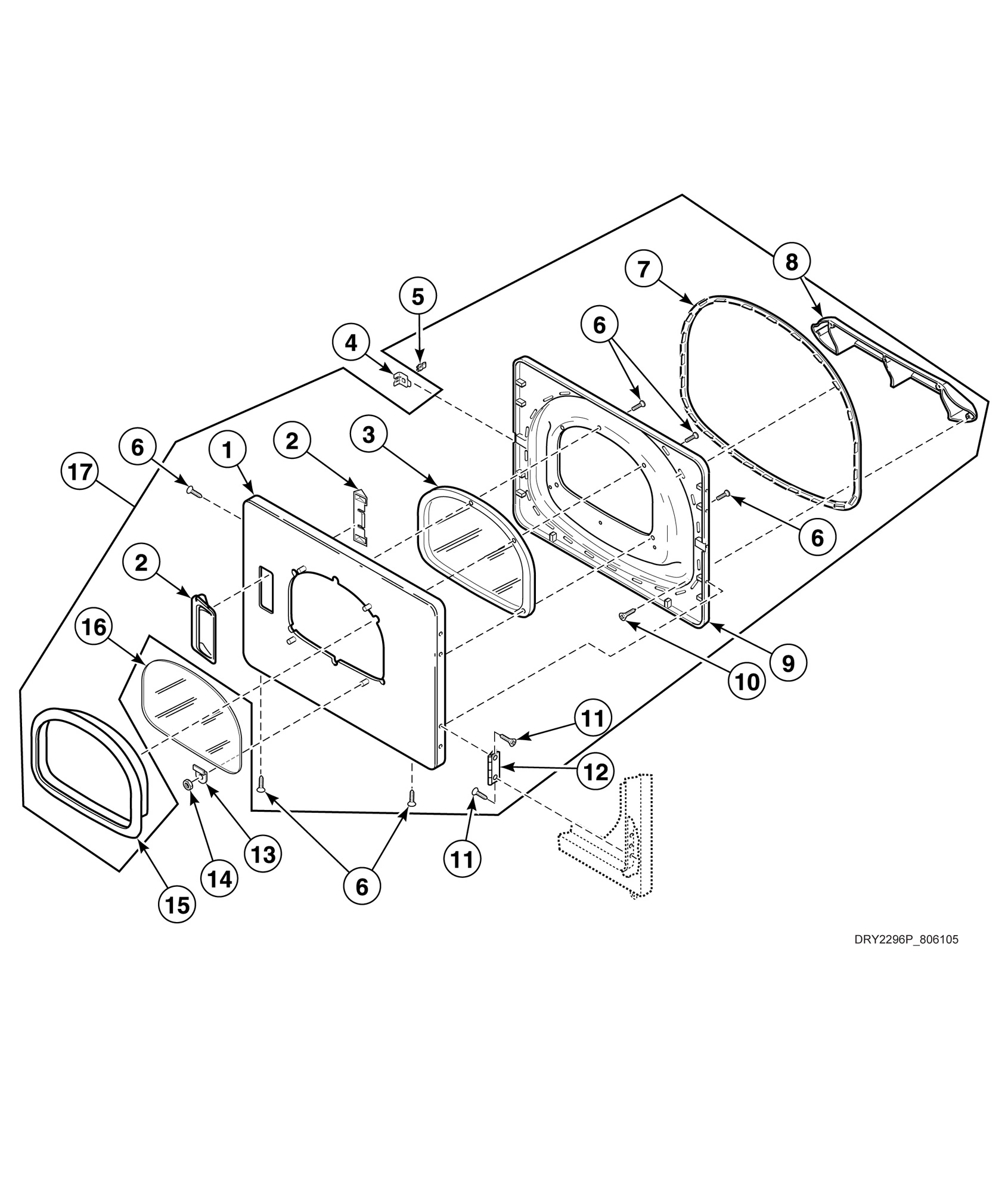 Dryer Door With Window (Drawing 1 of 2)
