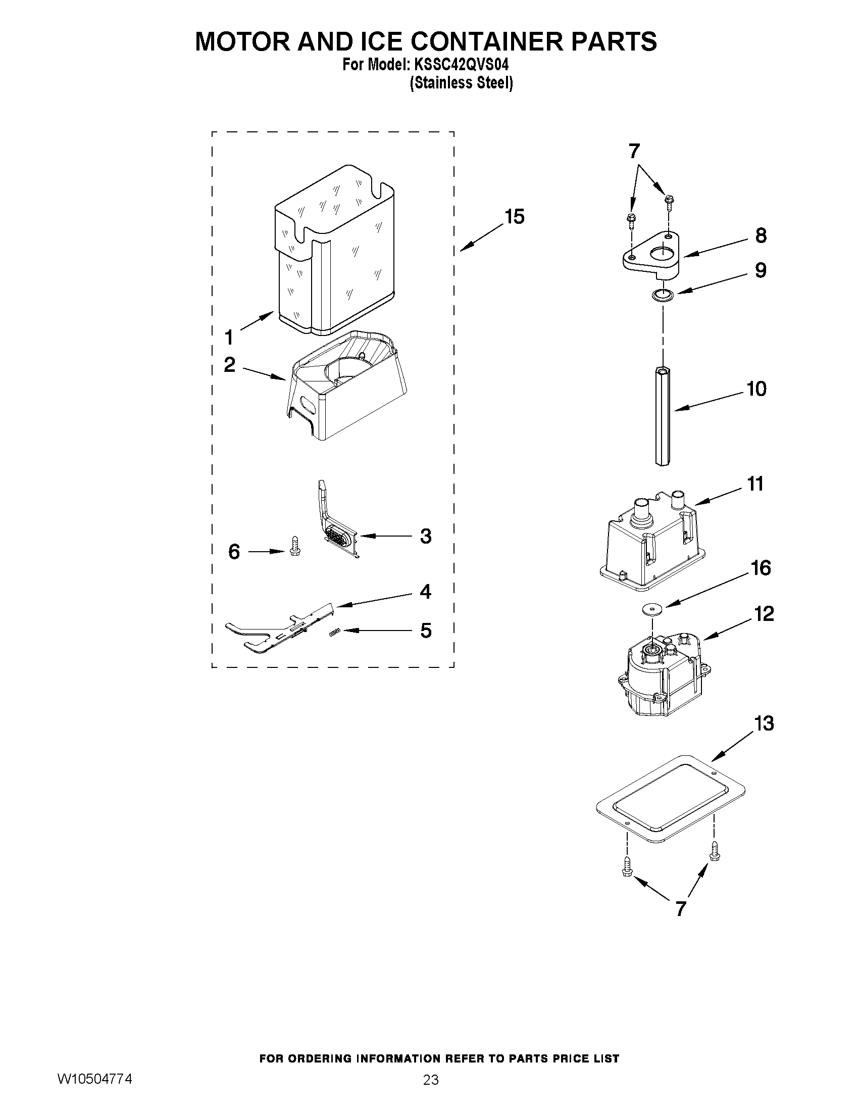 14 - MOTOR AND ICE CONTAINER PARTS