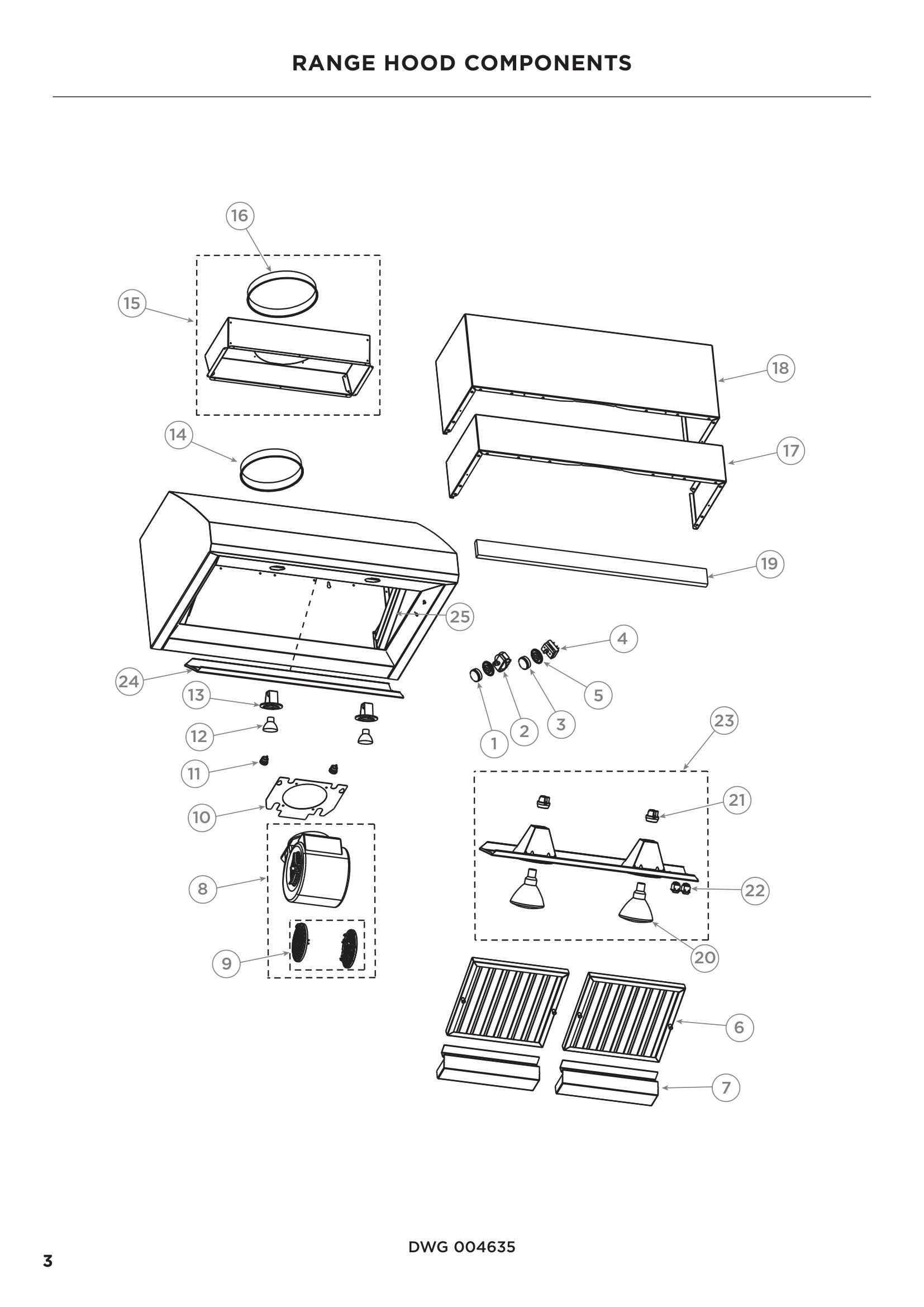 RANGE HOOD COMPONENTS