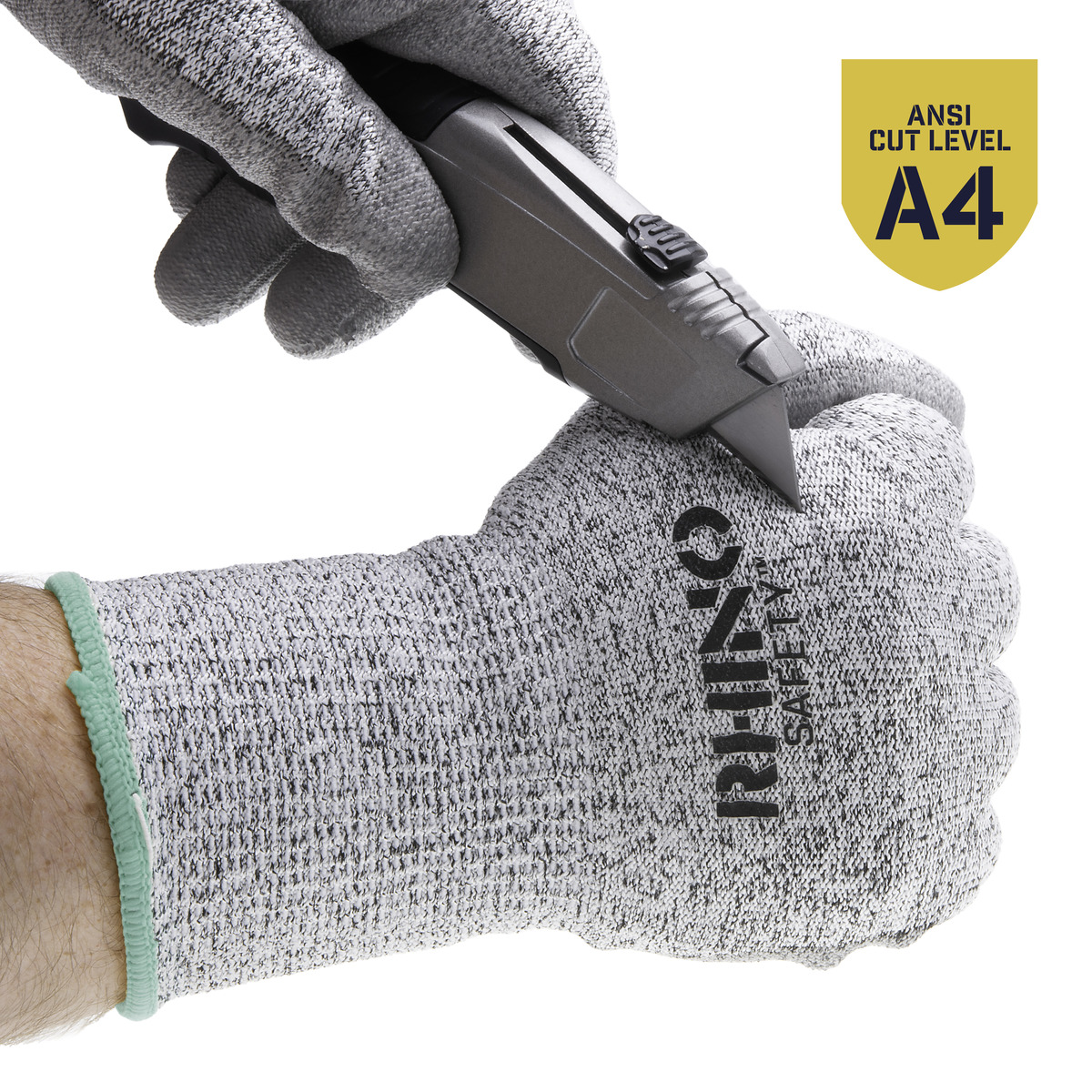 Black/White Nylon Cut-Resistant Gloves, Nitrile Palm, Medium - NSI