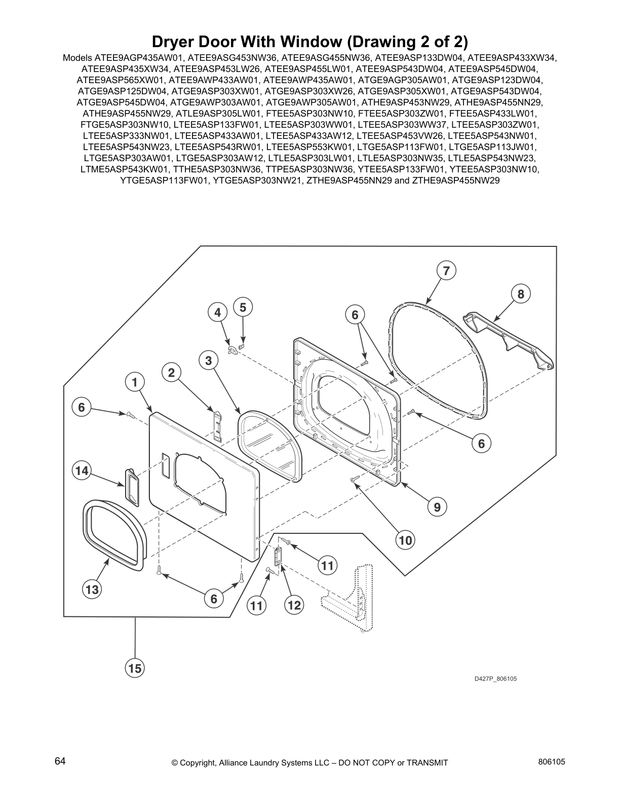 Dryer Door With Window (Drawing 2 of 2)