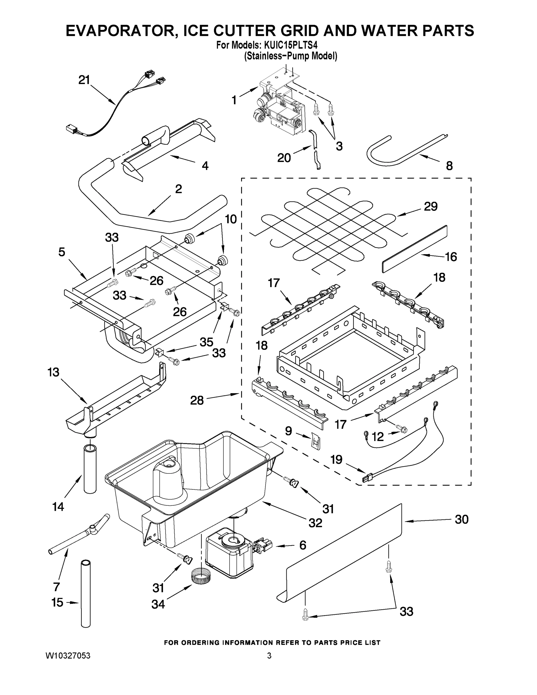 02 - EVAPORATOR, ICE CUTTER GRID AND WATER PARTS