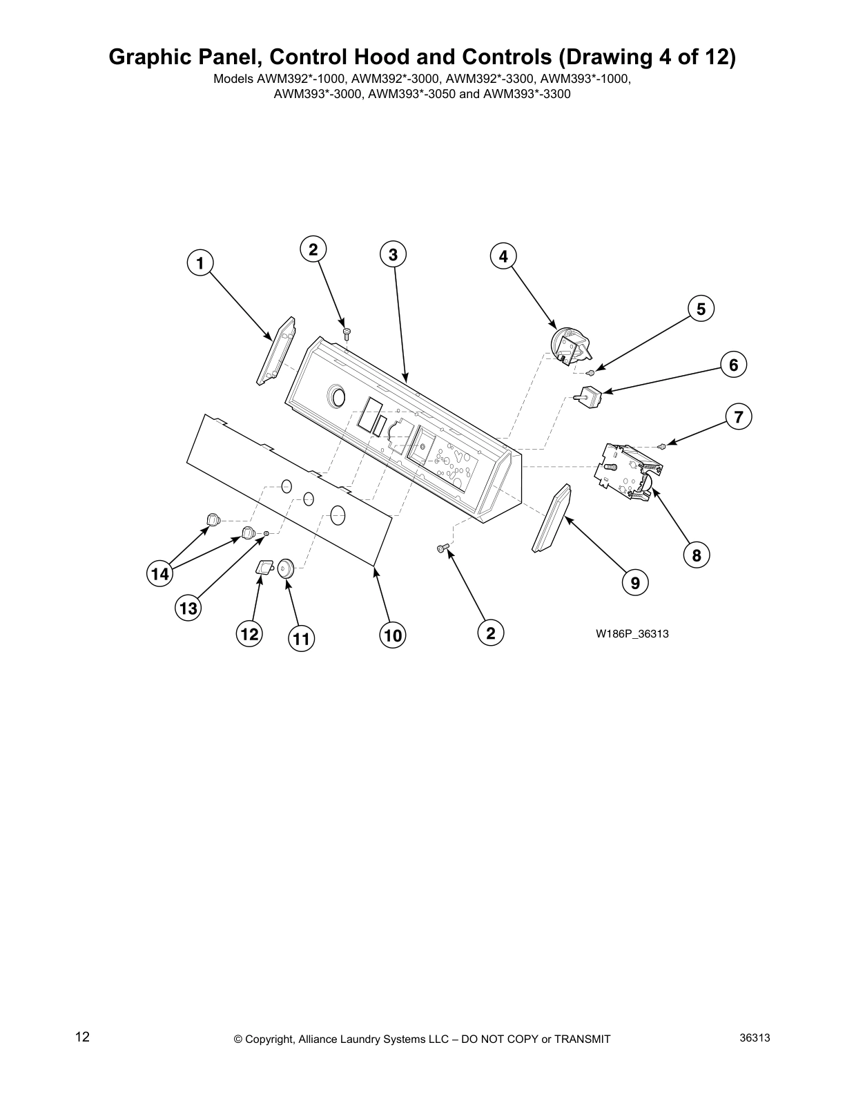 Graphic Panel, Control Hood and Controls (Drawing 4 of 12)
