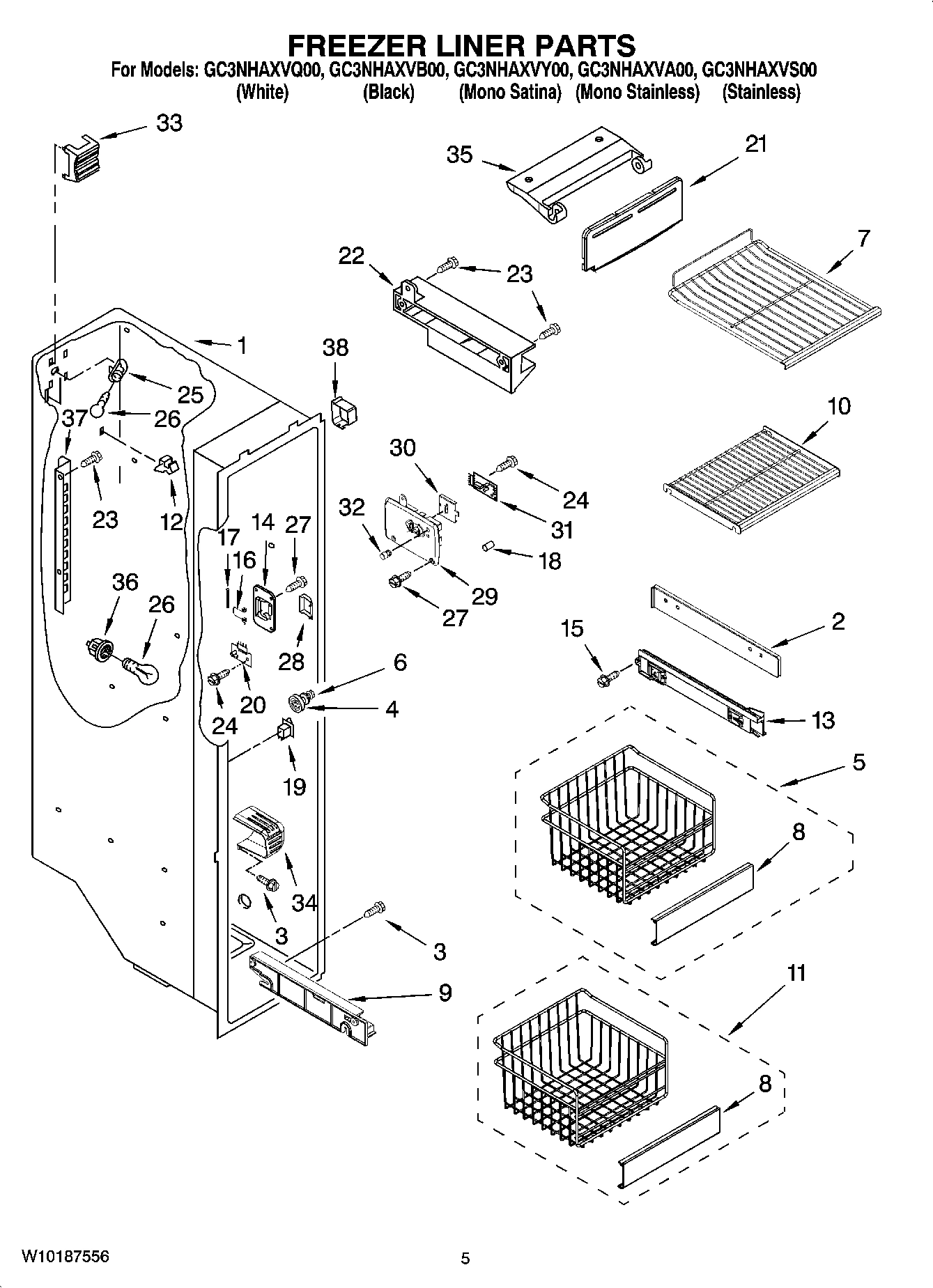 04 - FREEZER LINER PARTS