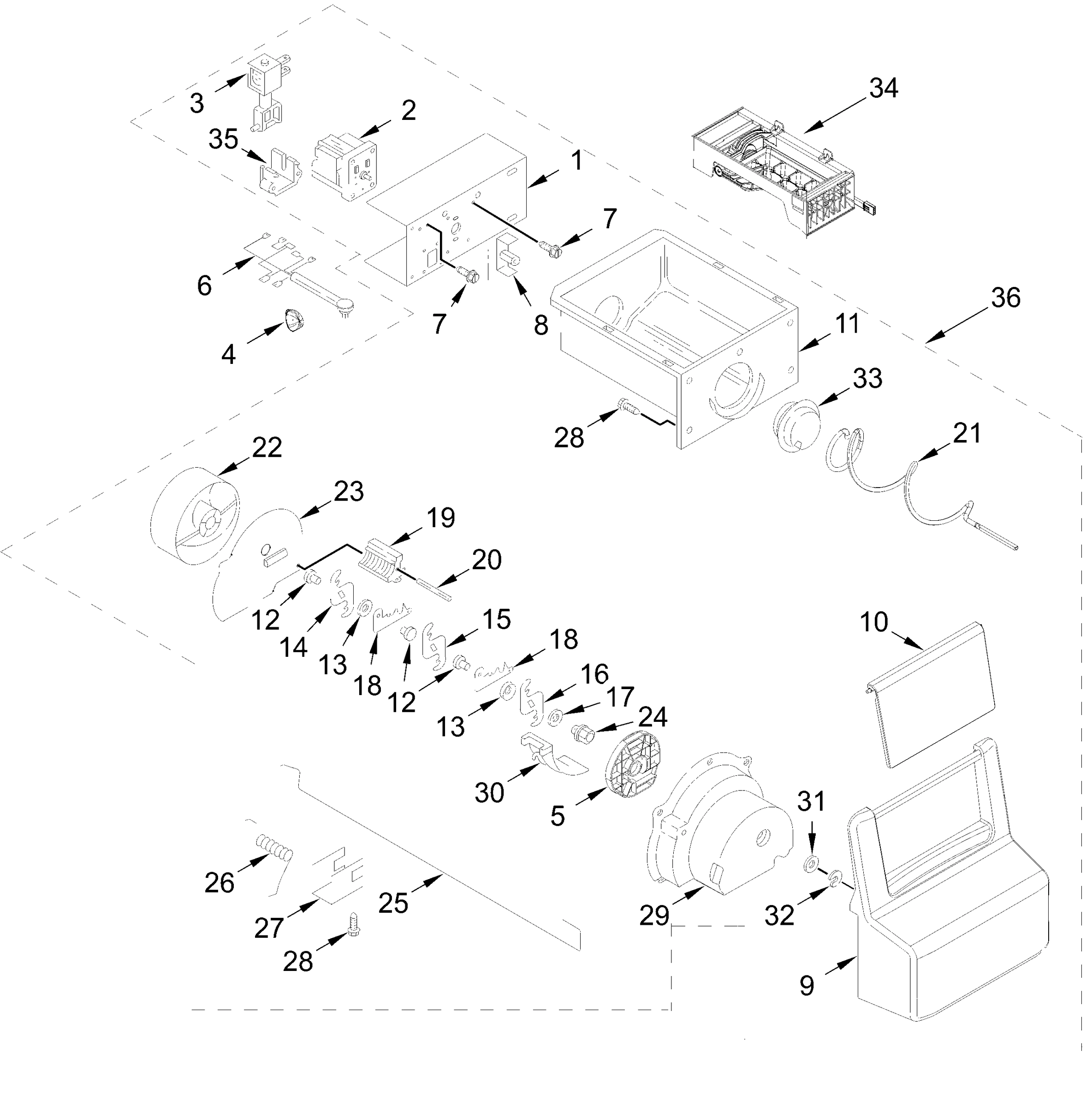 MOTOR AND ICE CONTAINER PARTS