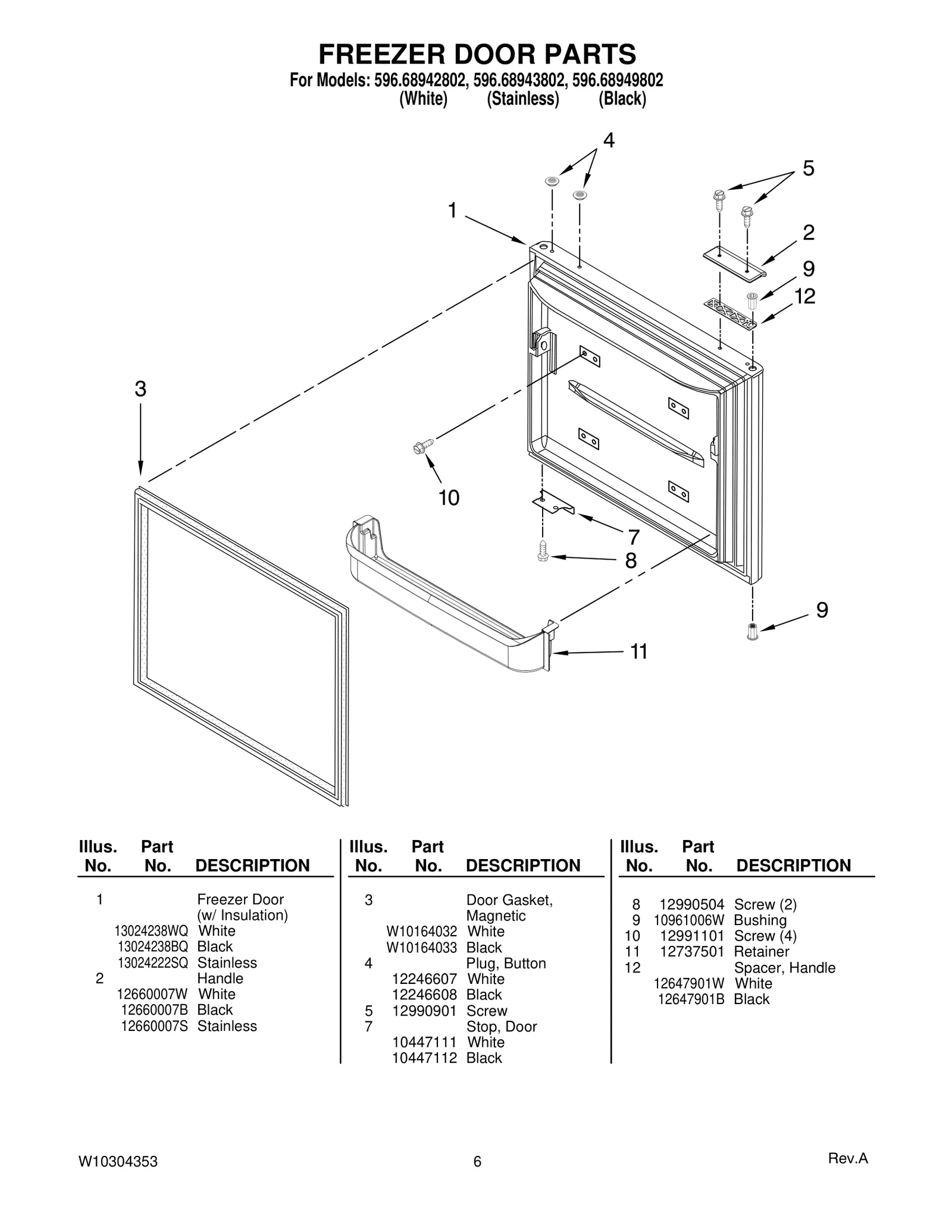FREEZER DOOR PARTS