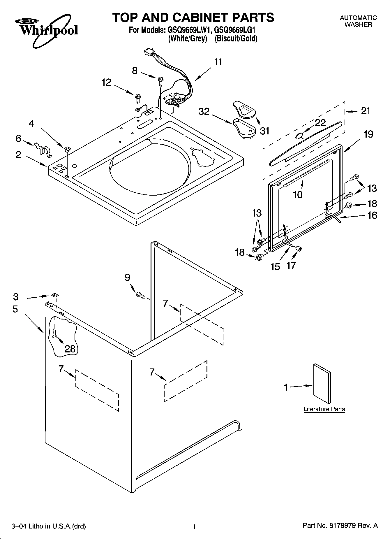 01 - TOP AND CABINET PARTS