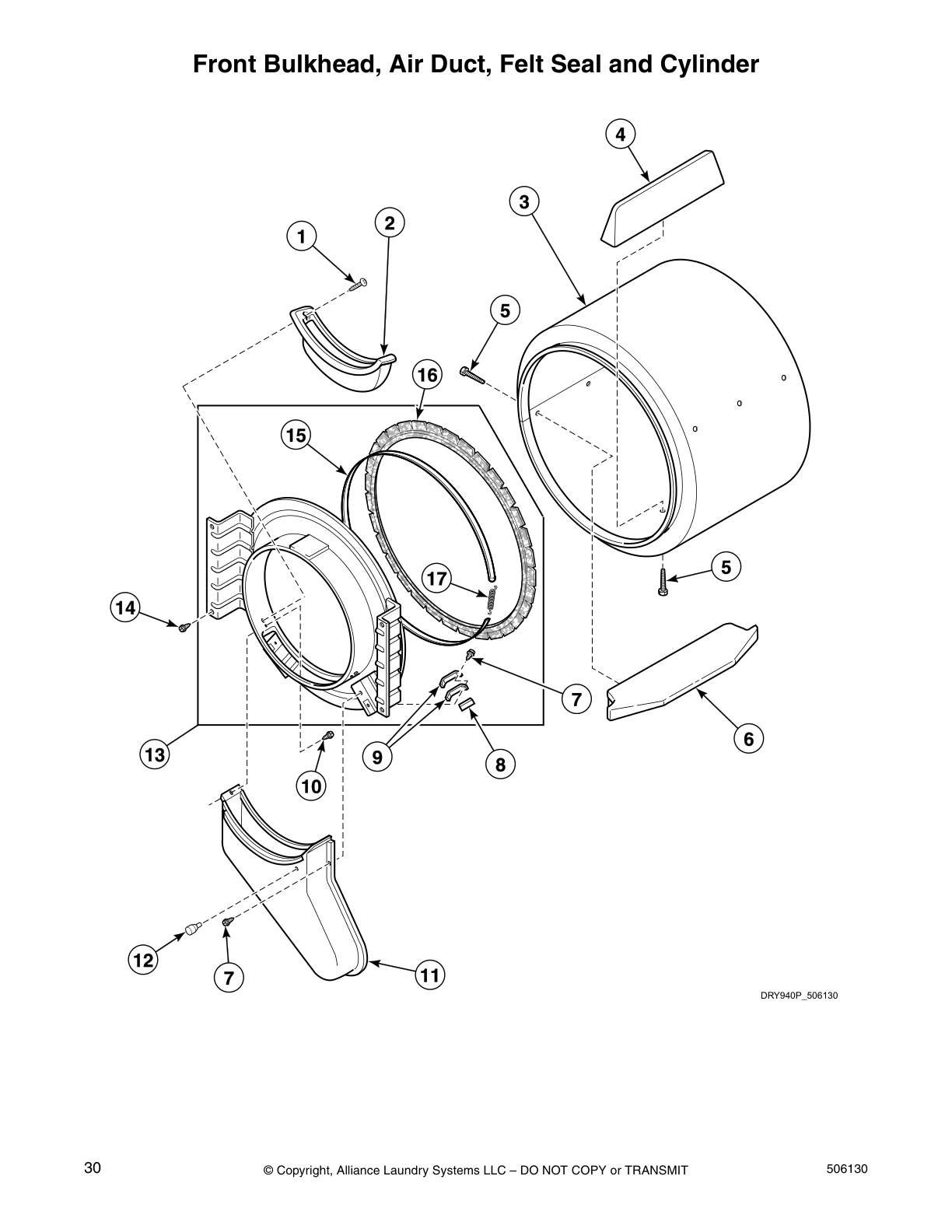 Front Bulkhead, Air Duct, Felt Seal and Cylinder
