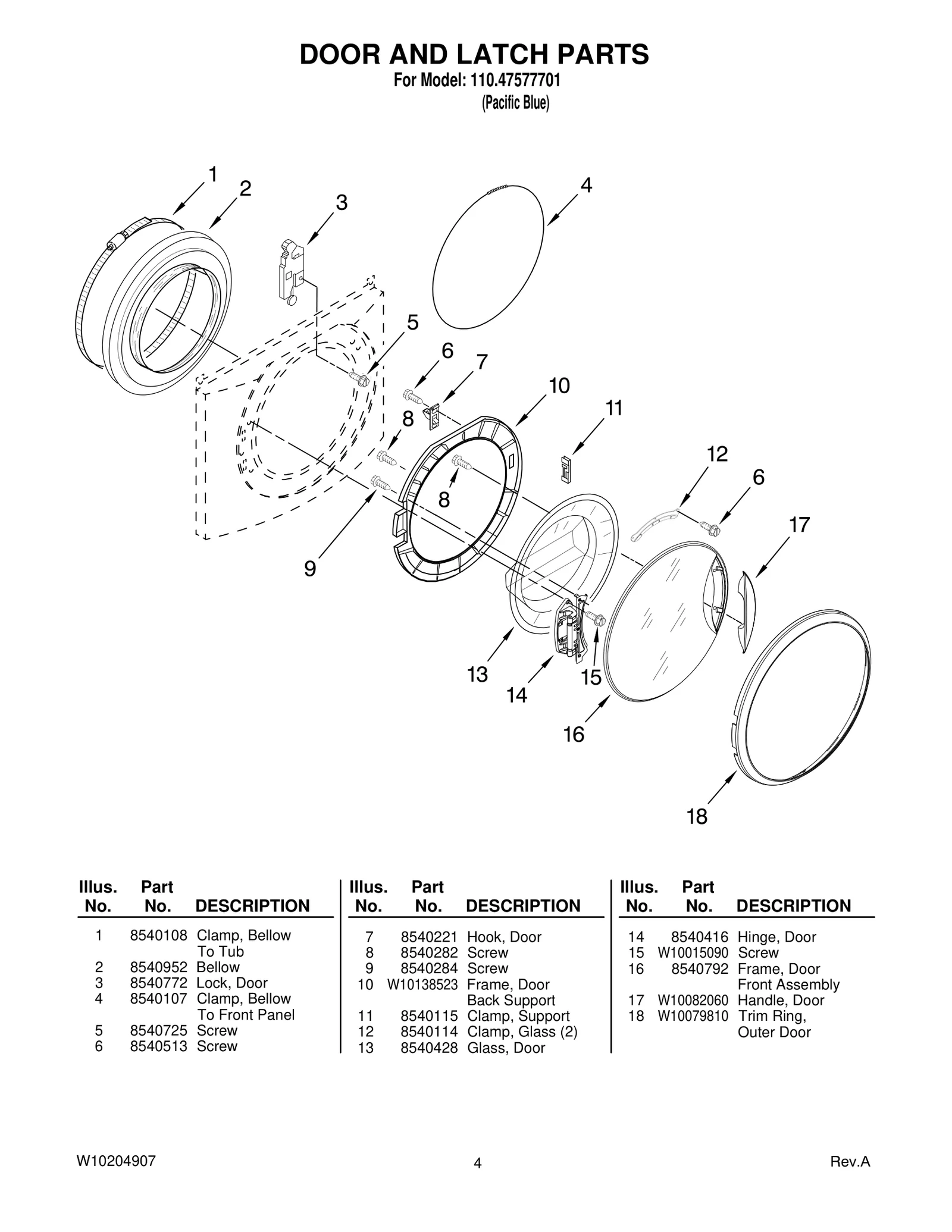 DOOR AND LATCH PARTS