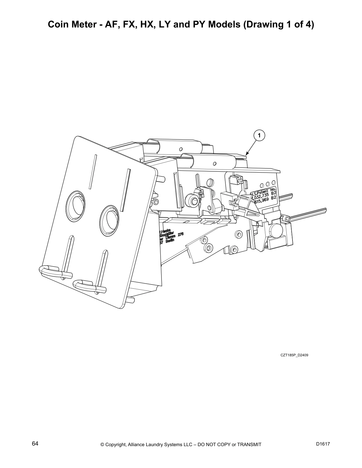 Coin Meter - AF, FX, HX, LY and PY Models (Drawing 1 of 4)