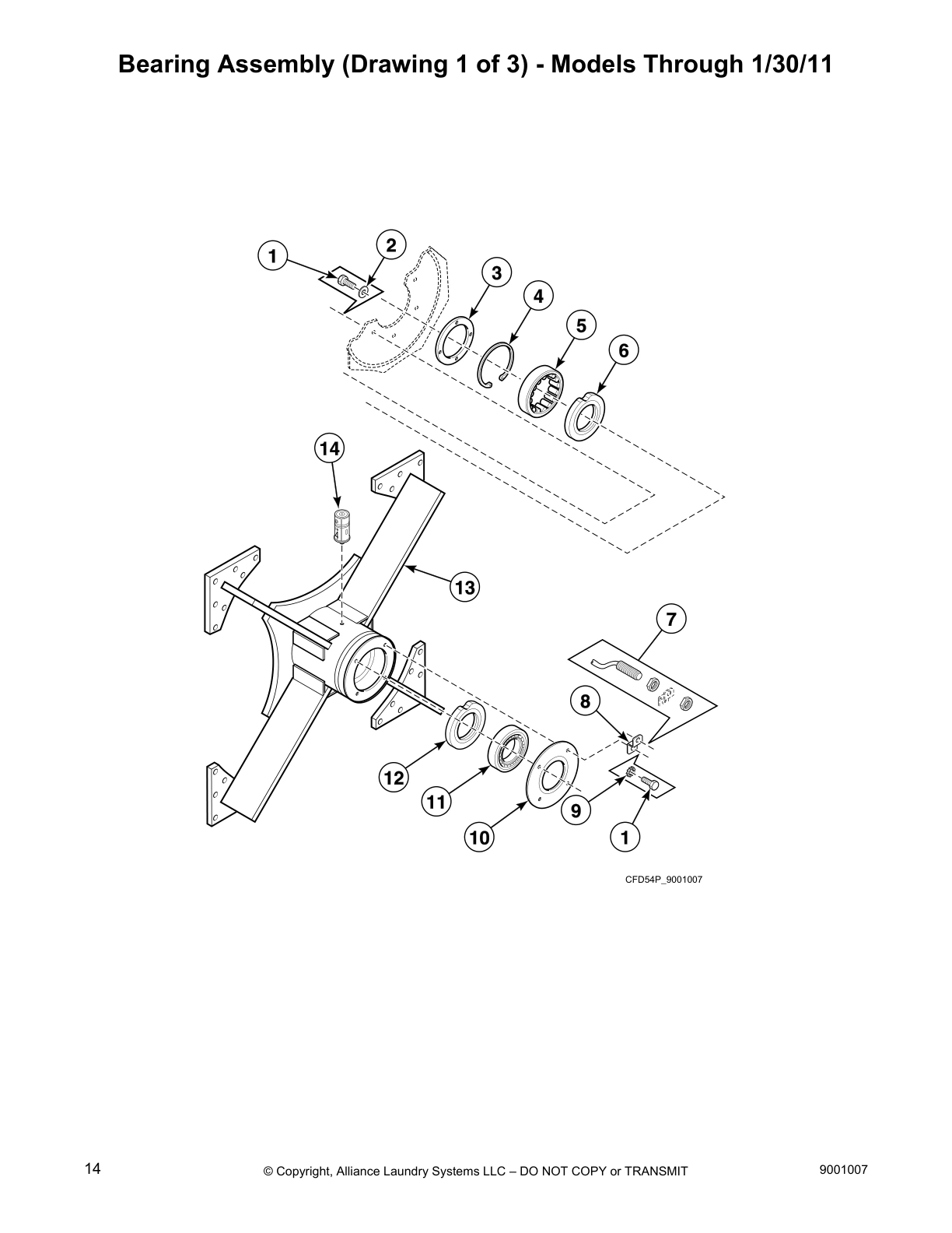 Bearing Assembly (Drawing 1 of 3) - Models Through 1/30/11