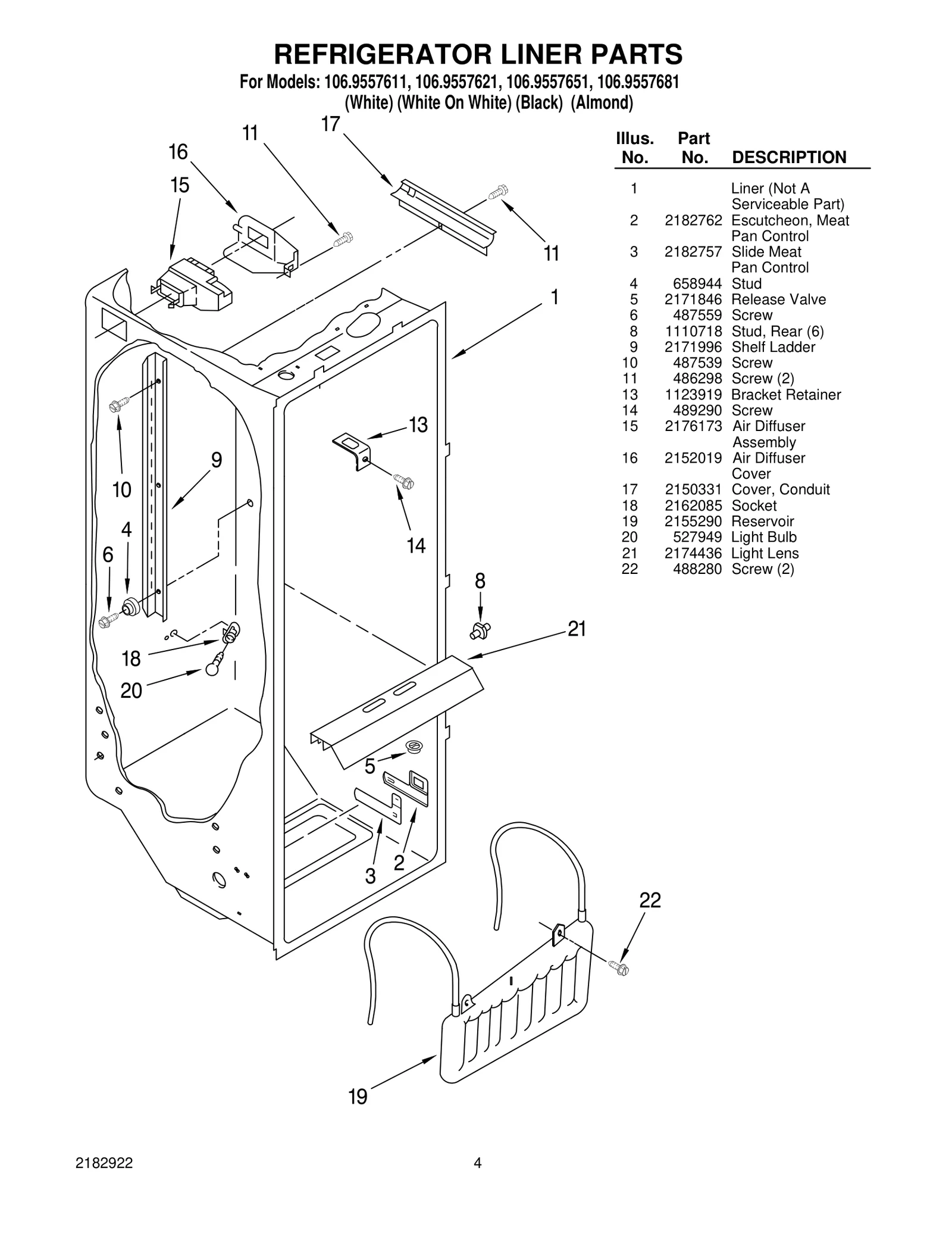 REFRIGERATOR LINER PARTS