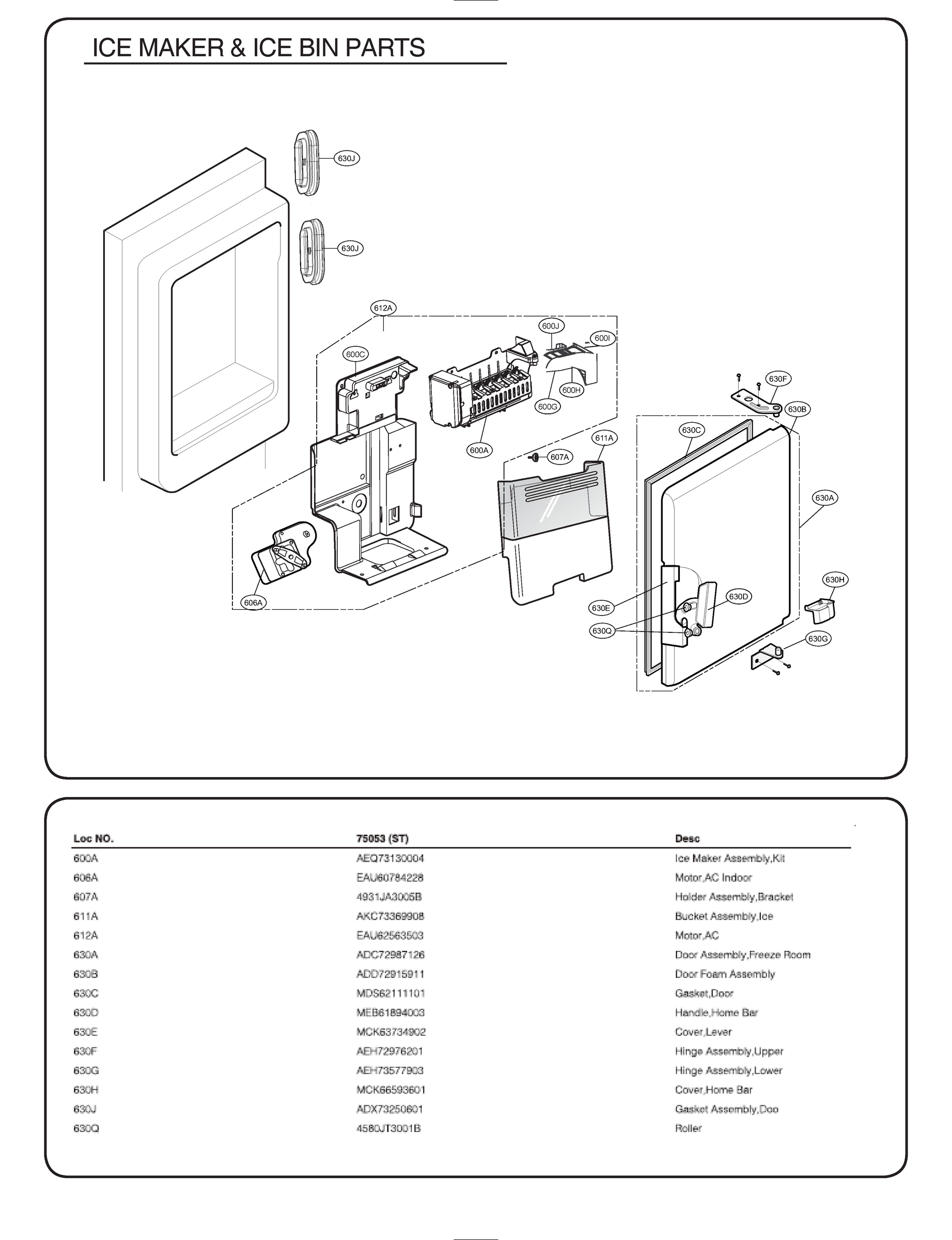 ICE MAKER & ICE BIN PARTS
